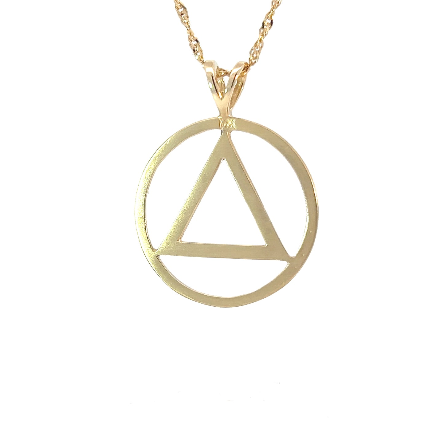 14k Gold Pendant, Flat Style Alcoholics Anonymous AA, Large Size