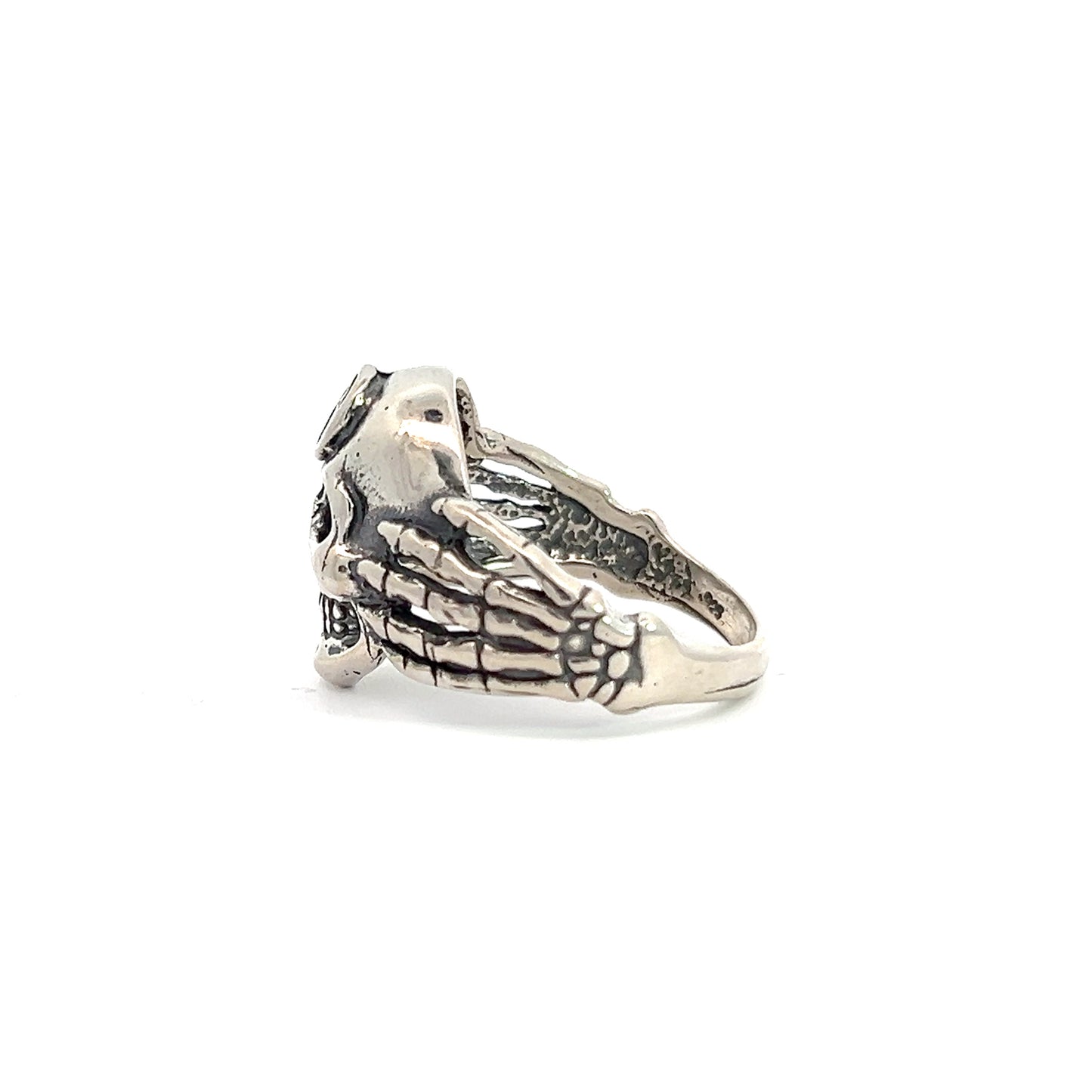Sterling Silver Mens Ring Narcotics Anonymous NA Symbol Skull