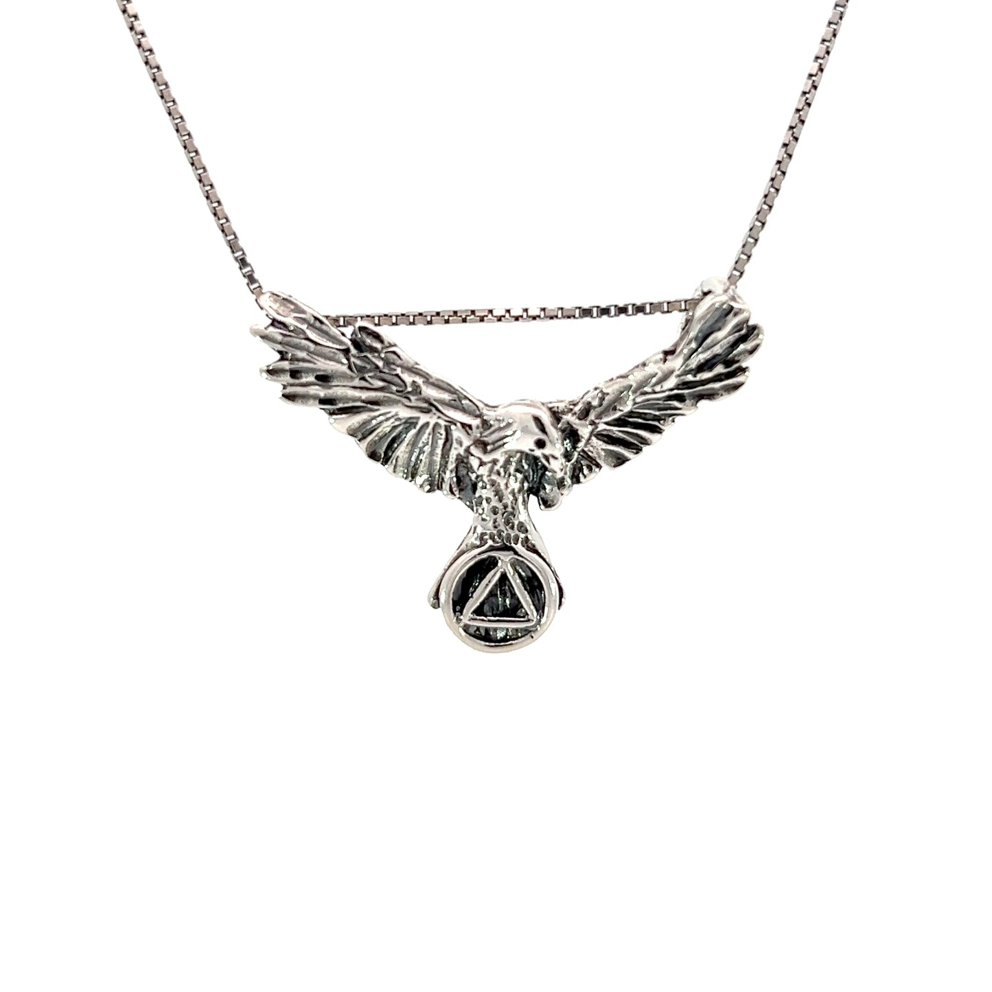 Sterling Silver AA Pendant with Open-Winged Eagle – 5.7g, Hidden Loops, Hand-Finished Symbol of Strength