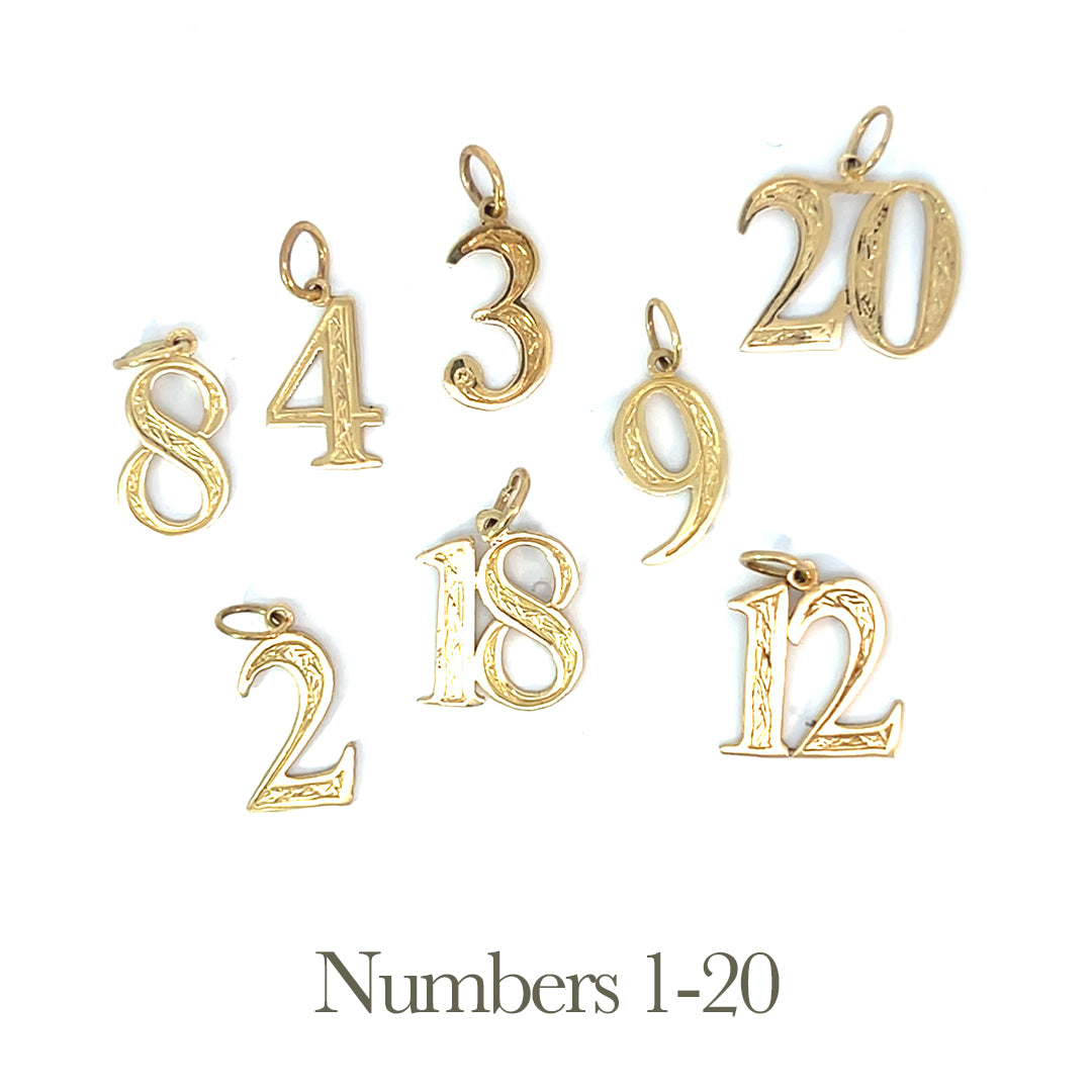 14k Gold Pendant Numerals for Celebrating All Occasions; Anniversary, Birthdays