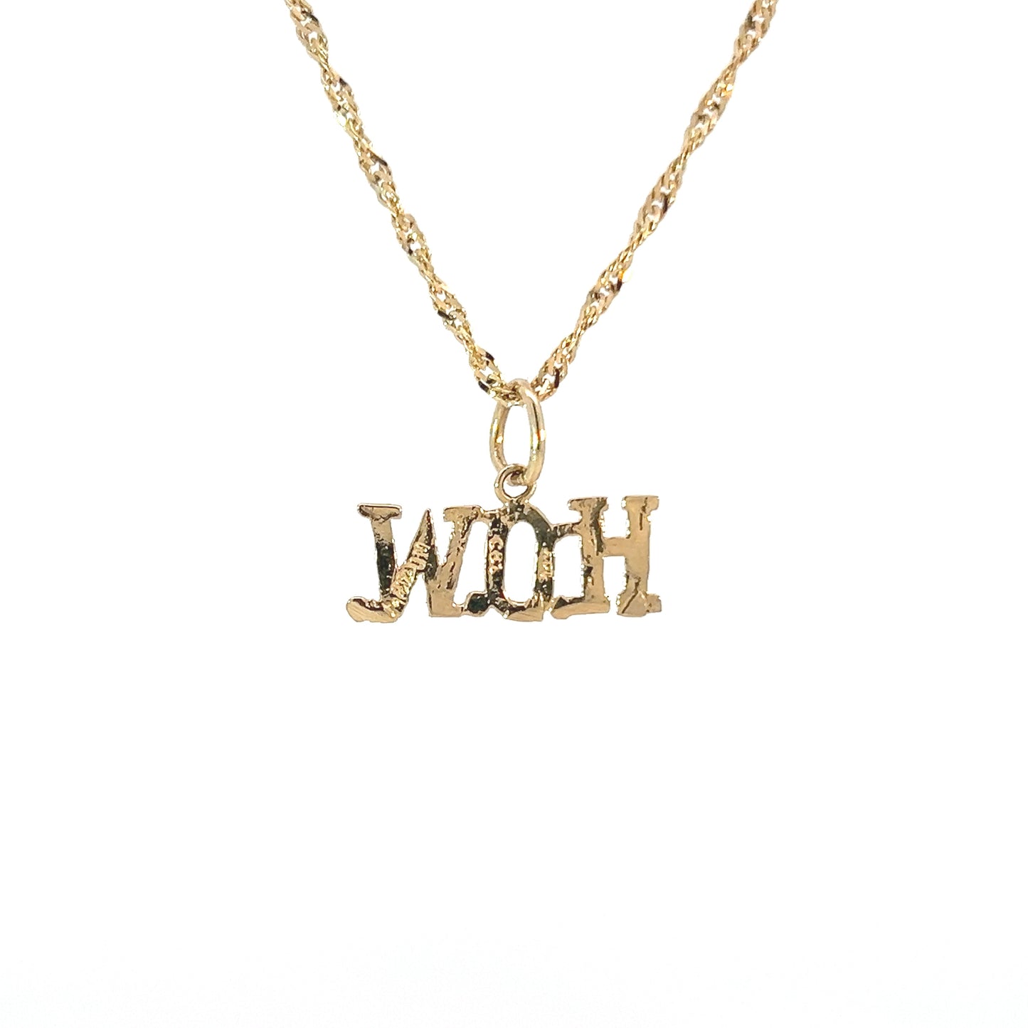 14K Gold, Sayings Pendant, "H.O.W."