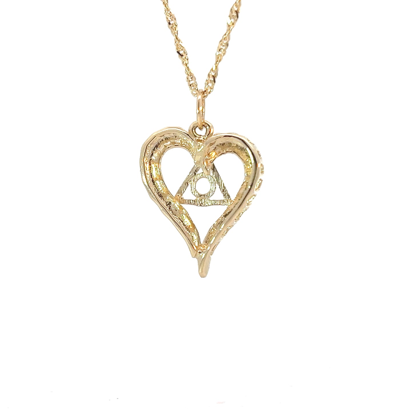 14k Gold, Heart Pendant with Family Recovery Symbol, Medium Size