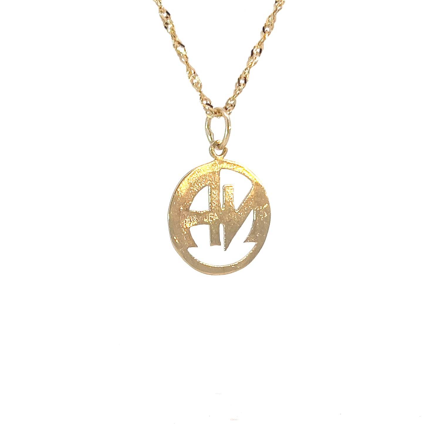 14k Gold Pendant, Narcotics Anonymous NA Initials
