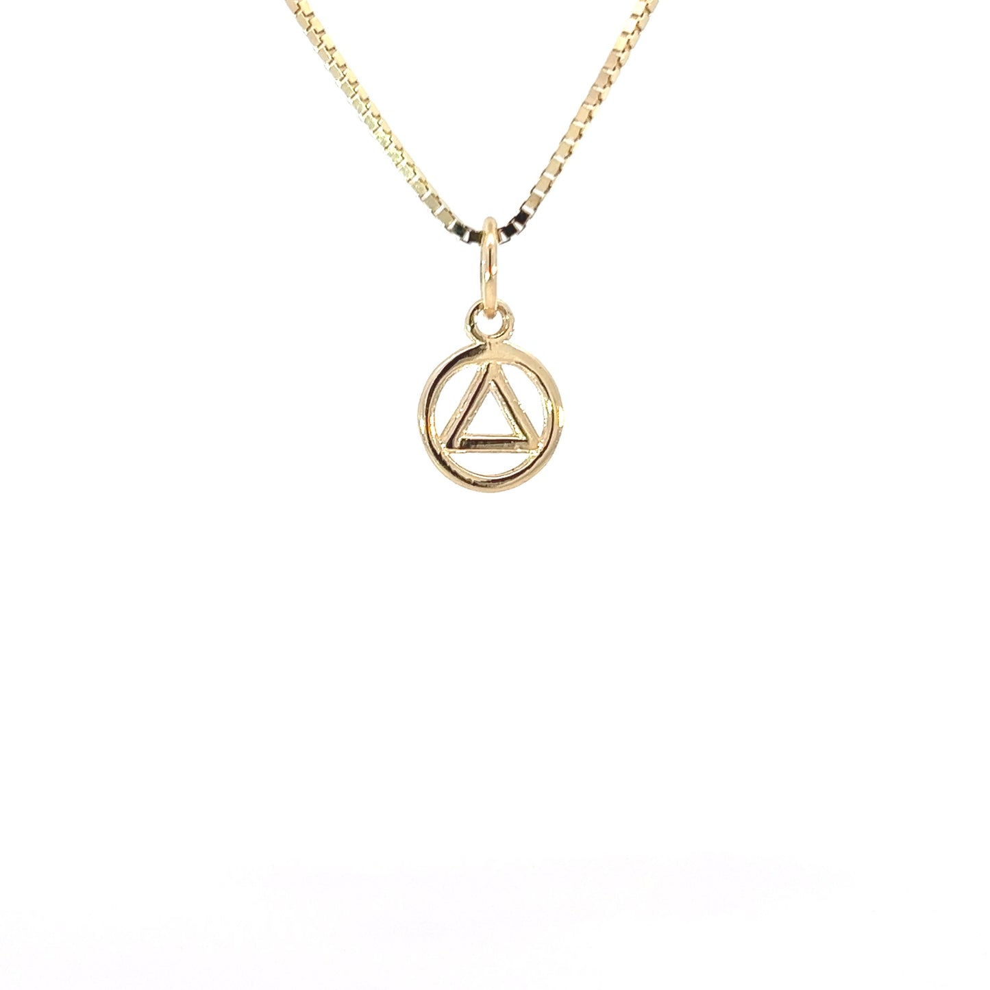 14k Gold AA Pendant – Tiny Circle Triangle Charm, 0.6g, Hand-Finished & High Polished, Pendant Only