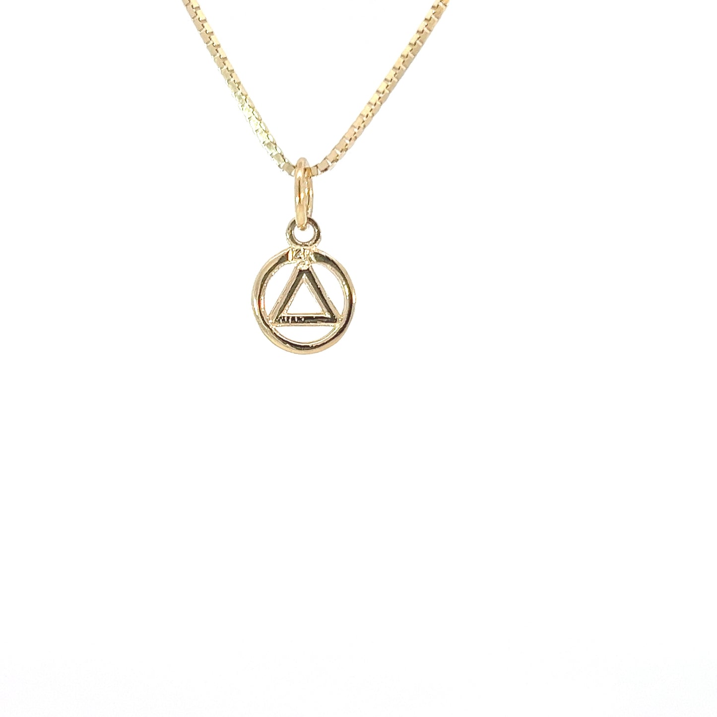 14k Gold AA Pendant – Tiny Circle Triangle Charm, 0.6g, Hand-Finished & High Polished, Pendant Only