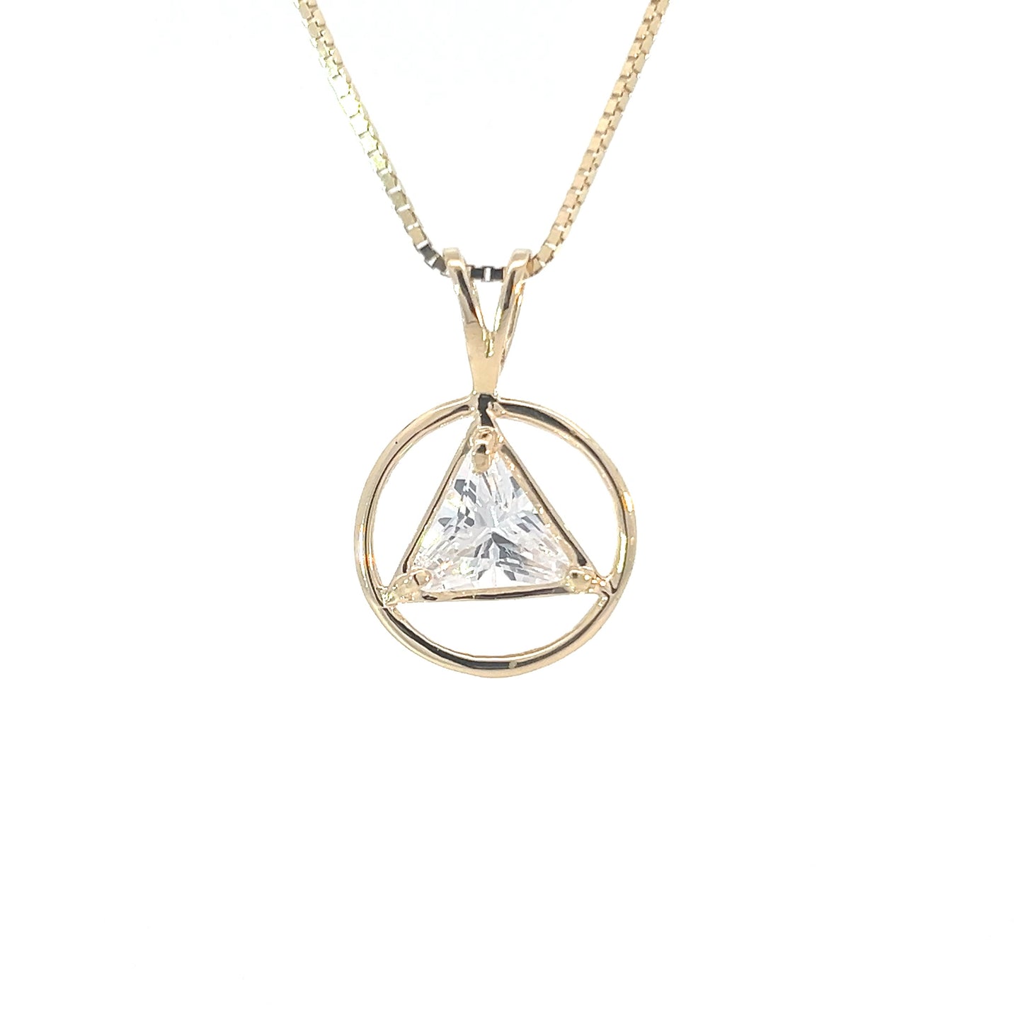 14k Gold AA Pendant – Open Heart with Circle Triangle Symbol, Medium Size, 3.1g, Pendant Only
