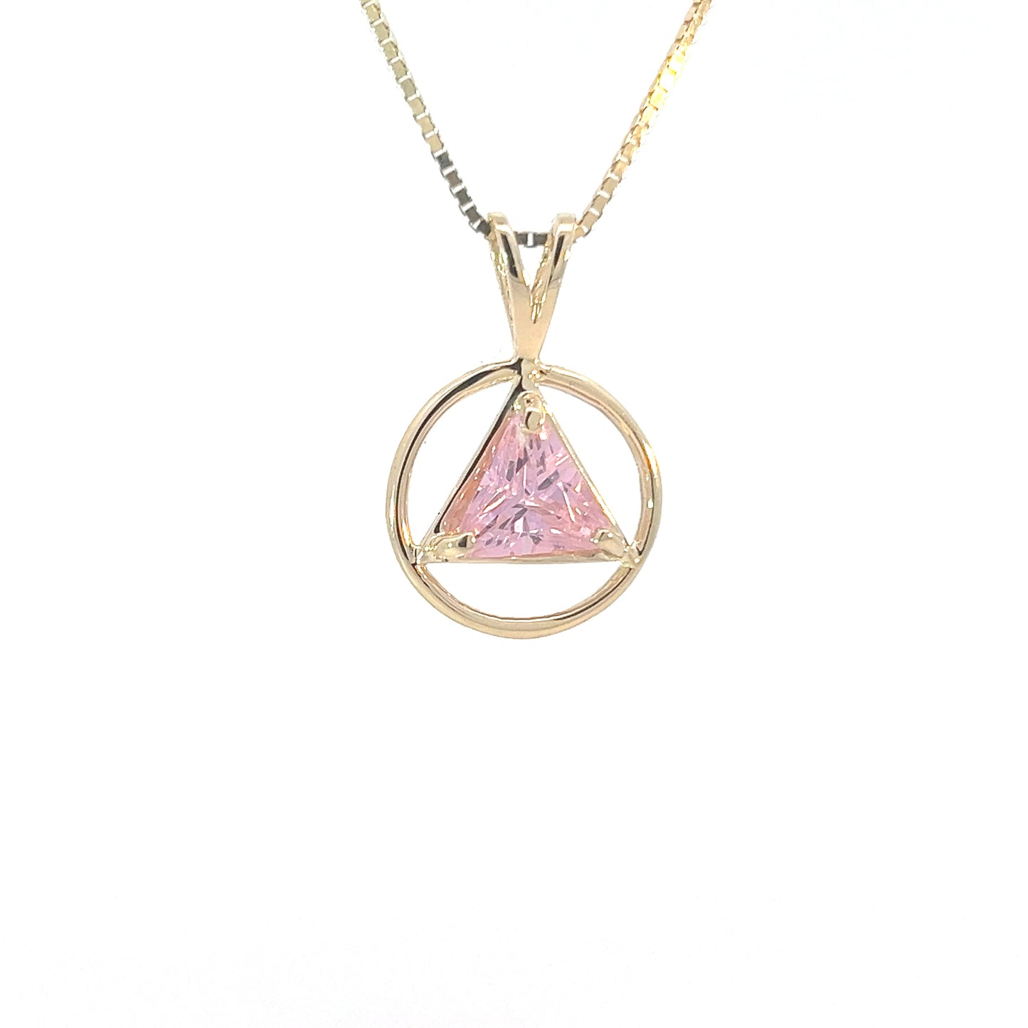 14k Gold AA Pendant – Open Heart with Circle Triangle Symbol, Medium Size, 3.1g, Pendant Only