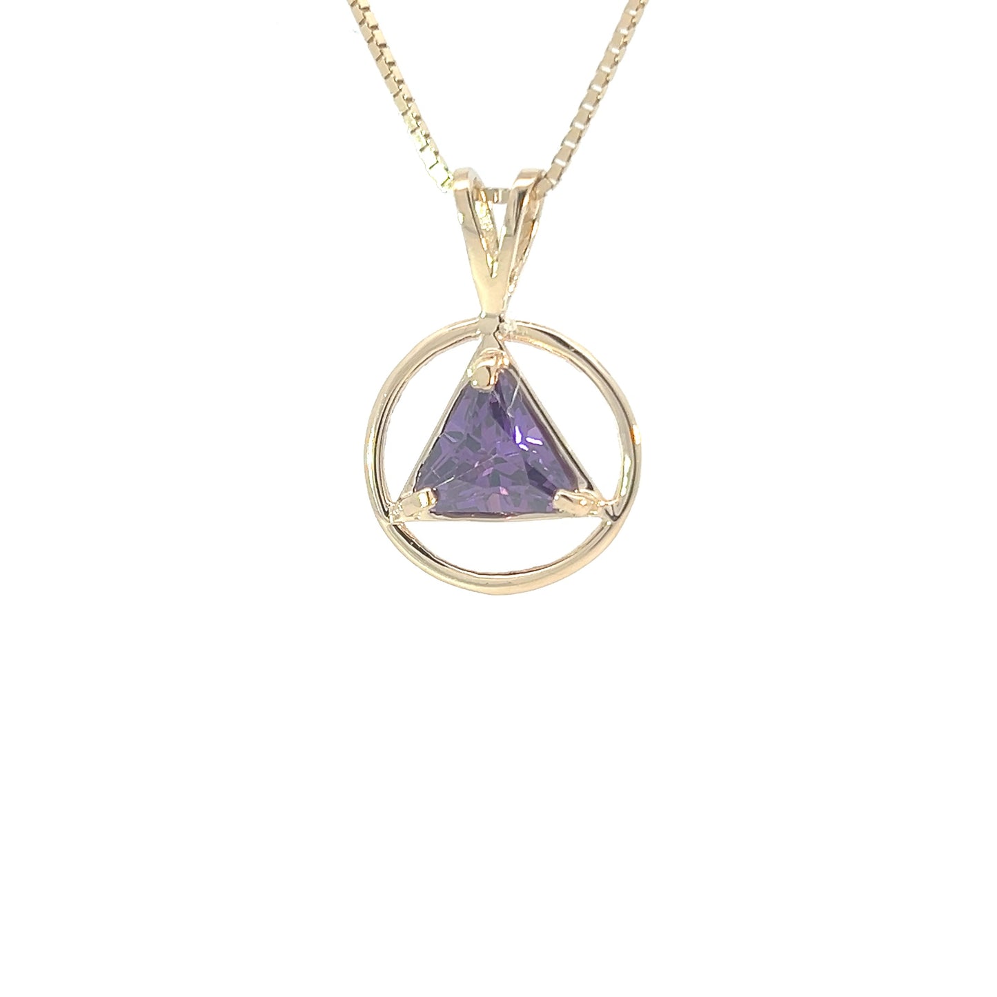 14k Gold AA Pendant – Open Heart with Circle Triangle Symbol, Medium Size, 3.1g, Pendant Only