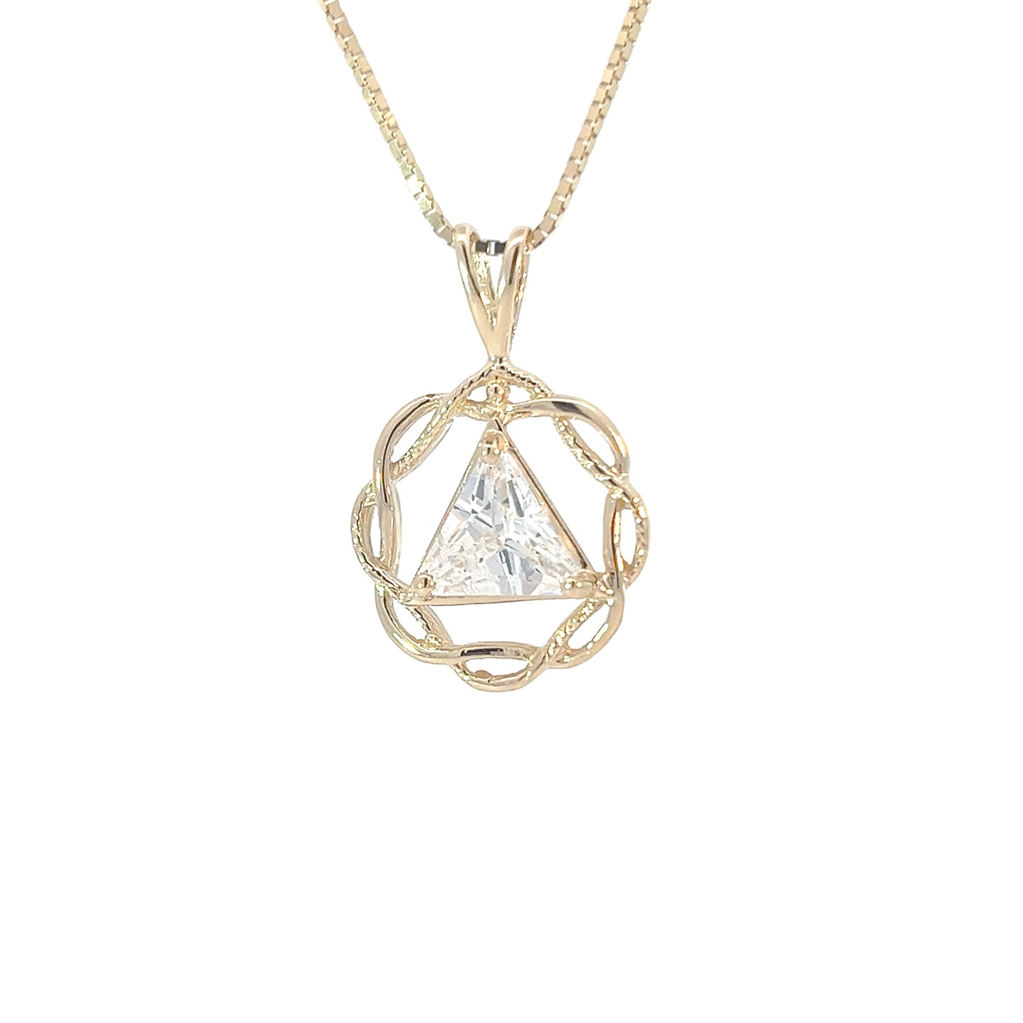 14k Gold Pendant, Medium Size, Basket Weave Style, Available in 12 Different Birthstones