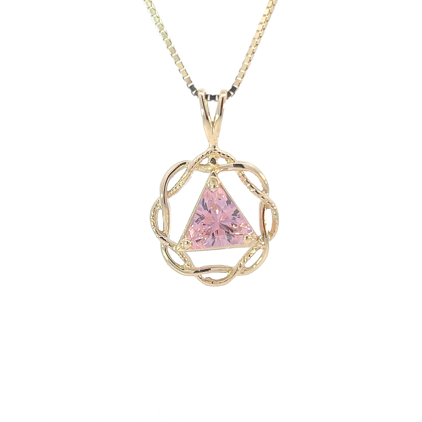 14k Gold Pendant, Medium Size, Basket Weave Style, Available in 12 Different Birthstones