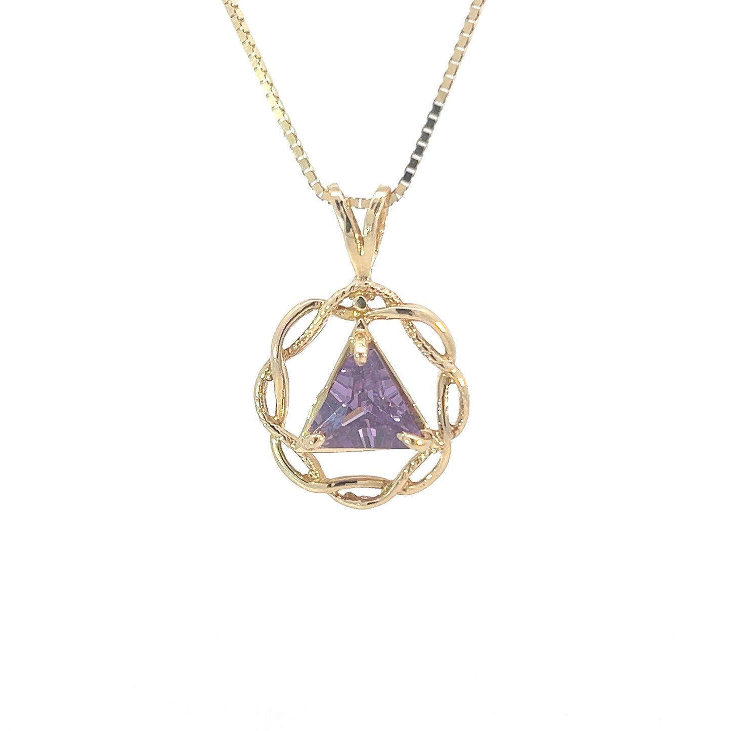 14k Gold Pendant, Medium Size, Basket Weave Style, Available in 12 Different Birthstones