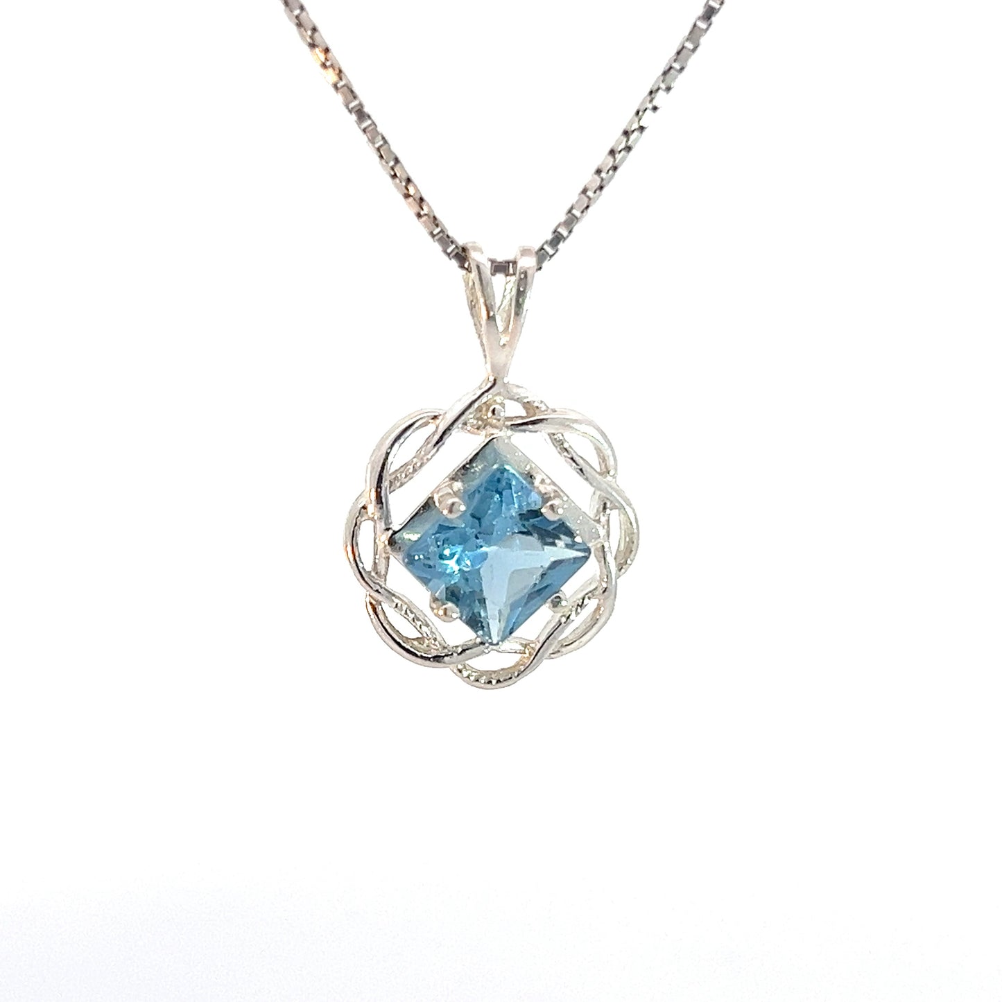 Narcotics Anonymous (NA) Symbol Square Birthstone in Basket Weave Circle Sterling Silver Pendant