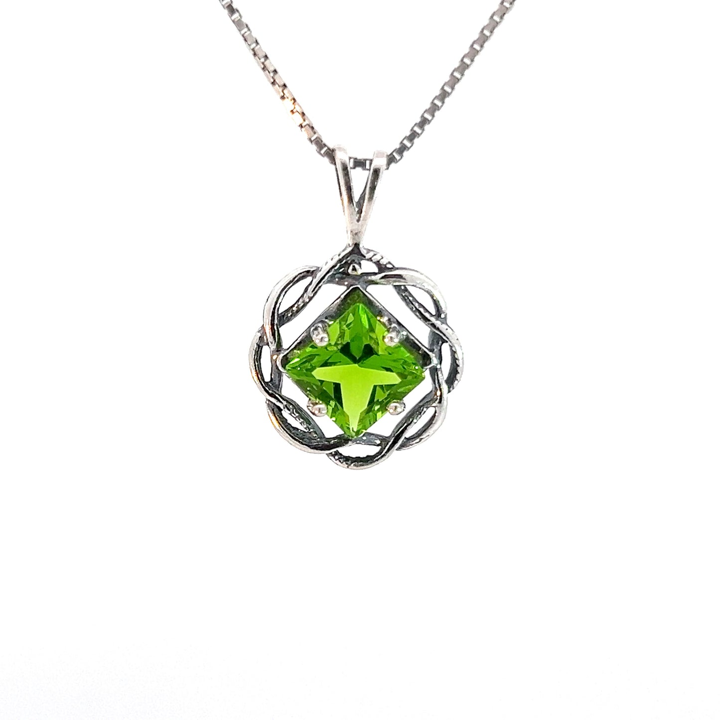 Narcotics Anonymous (NA) Symbol Square Birthstone in Basket Weave Circle Sterling Silver Pendant