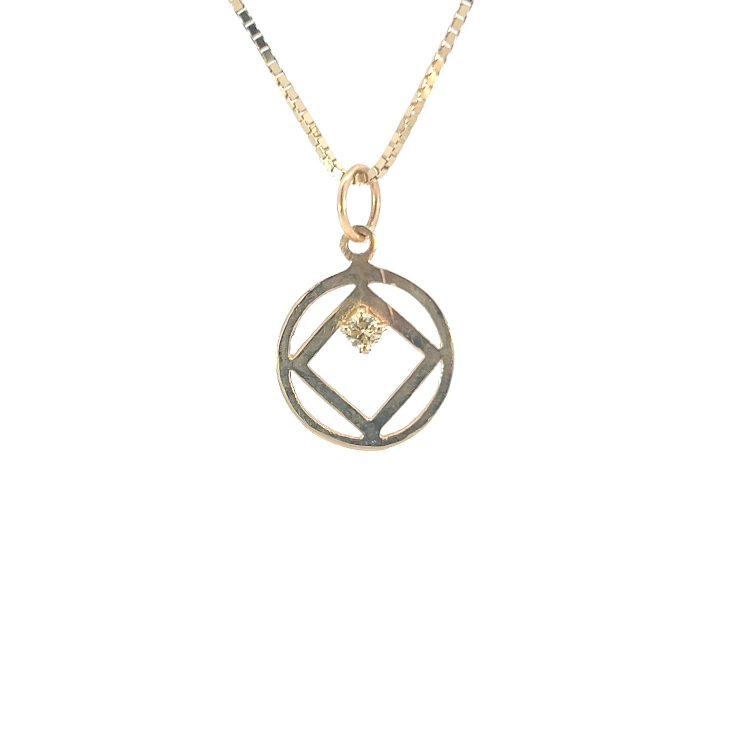 14k Gold Pendant, Narcotics Anonymous NA Symbol, Available in 12 Different Birthstones