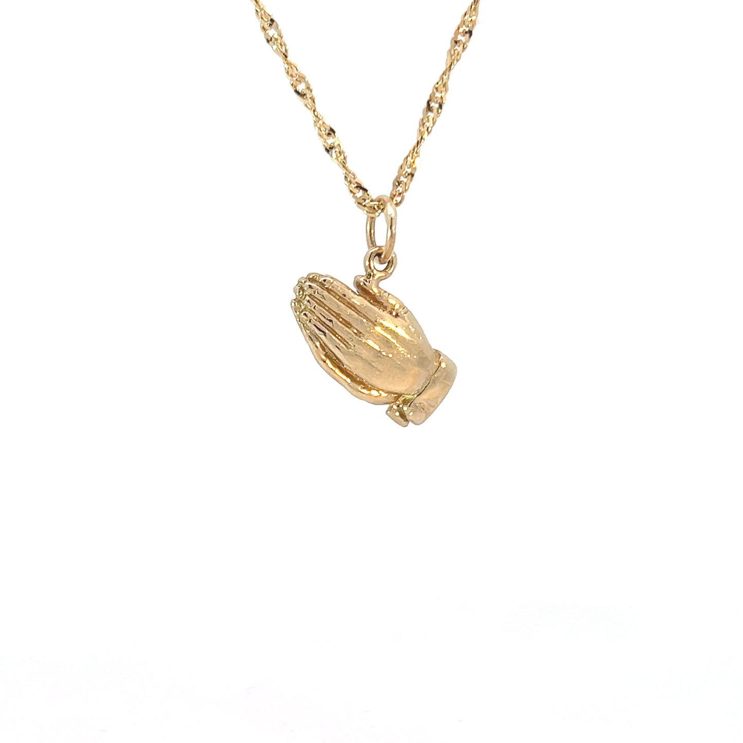 Praying Hands Pendant, 14k Gold, Medium Size