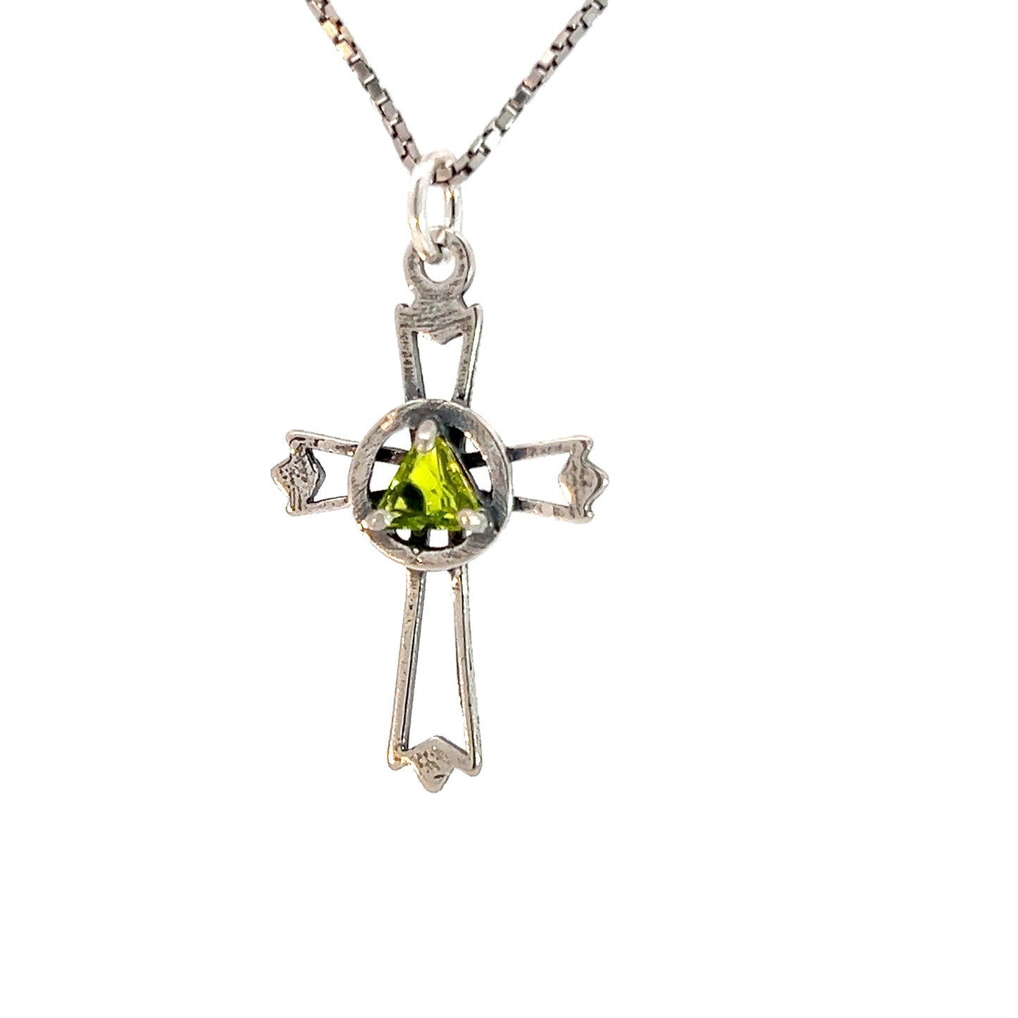 Sterling Silver AA Symbol Cross Pendant with 5mm Birthstone – Available in 12 Colors