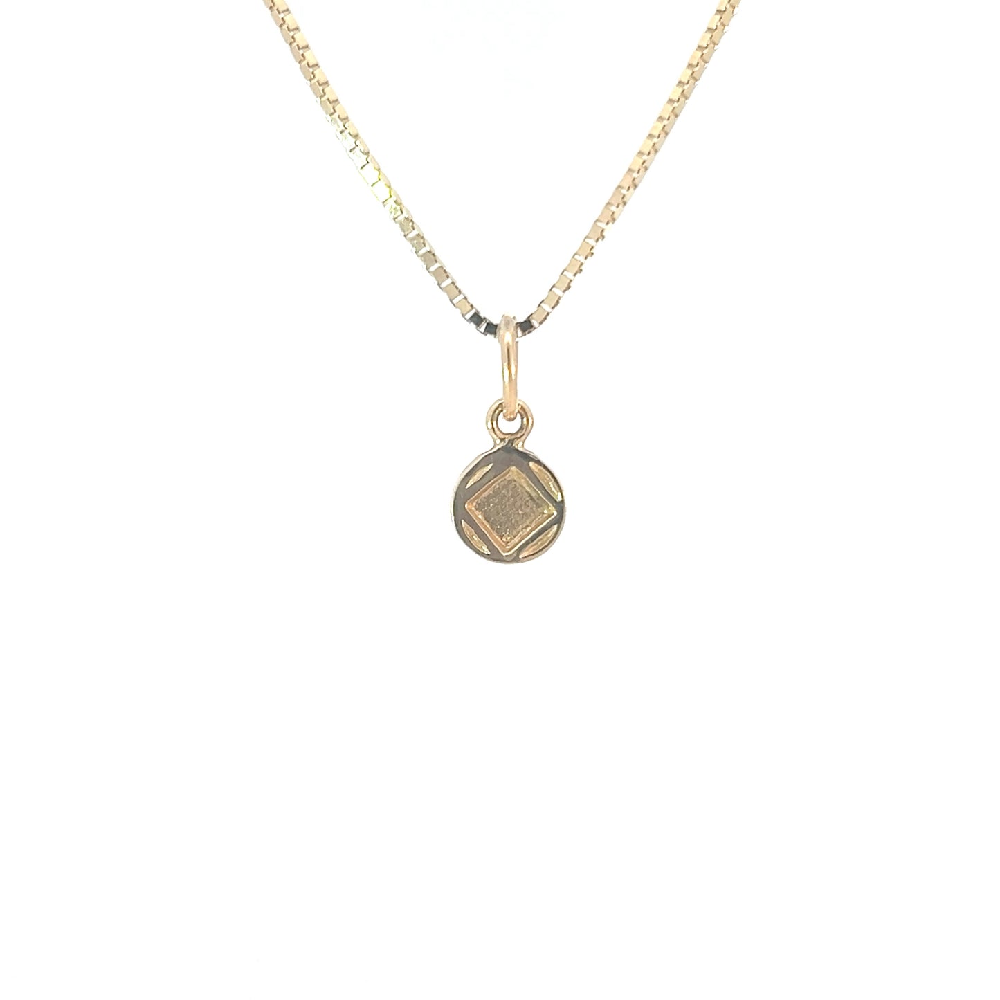 14k Gold Pendant, Narcotics Anonymous NA Coin Style Symbol, Very Small Size
