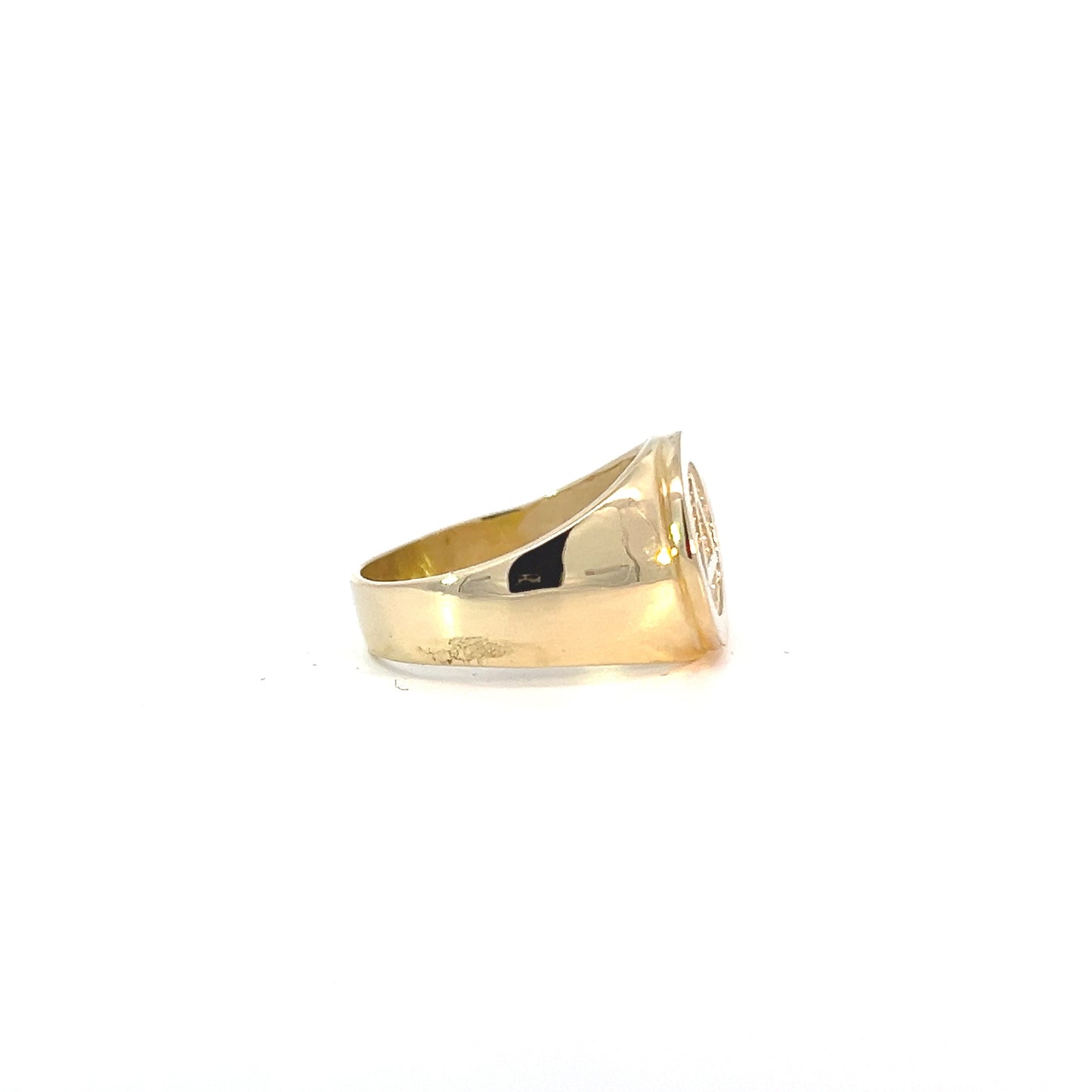 14k Gold, Mens Ring with Alcoholics Anonymous AA Symbol in a Timeless Signet Style