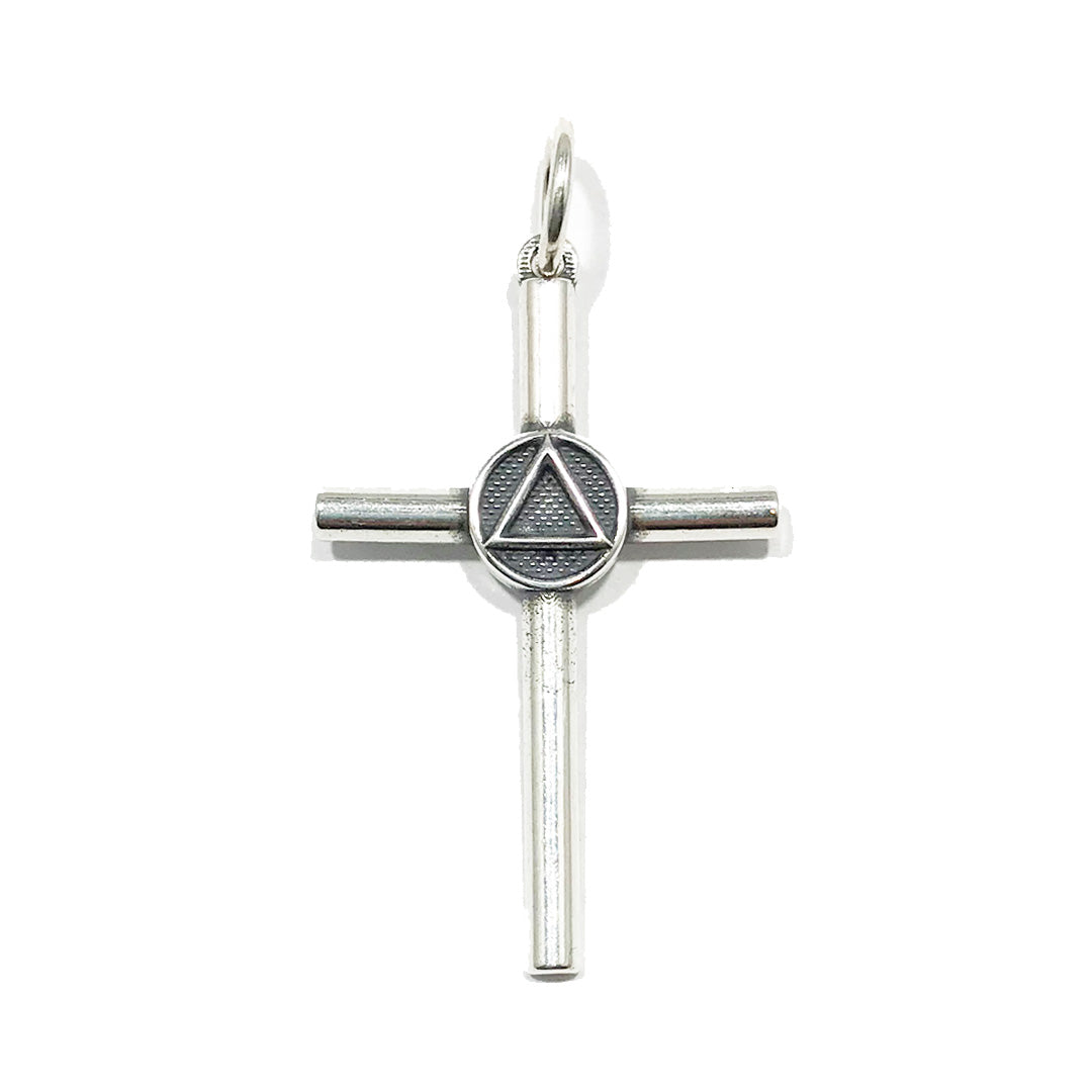 Plain AA Symbol Cross Sterling Silver