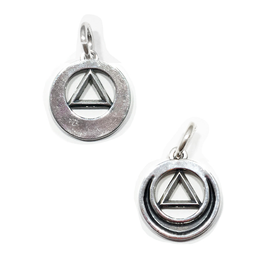 Sterling Silver AA Circle Triangle Pendant, Medium