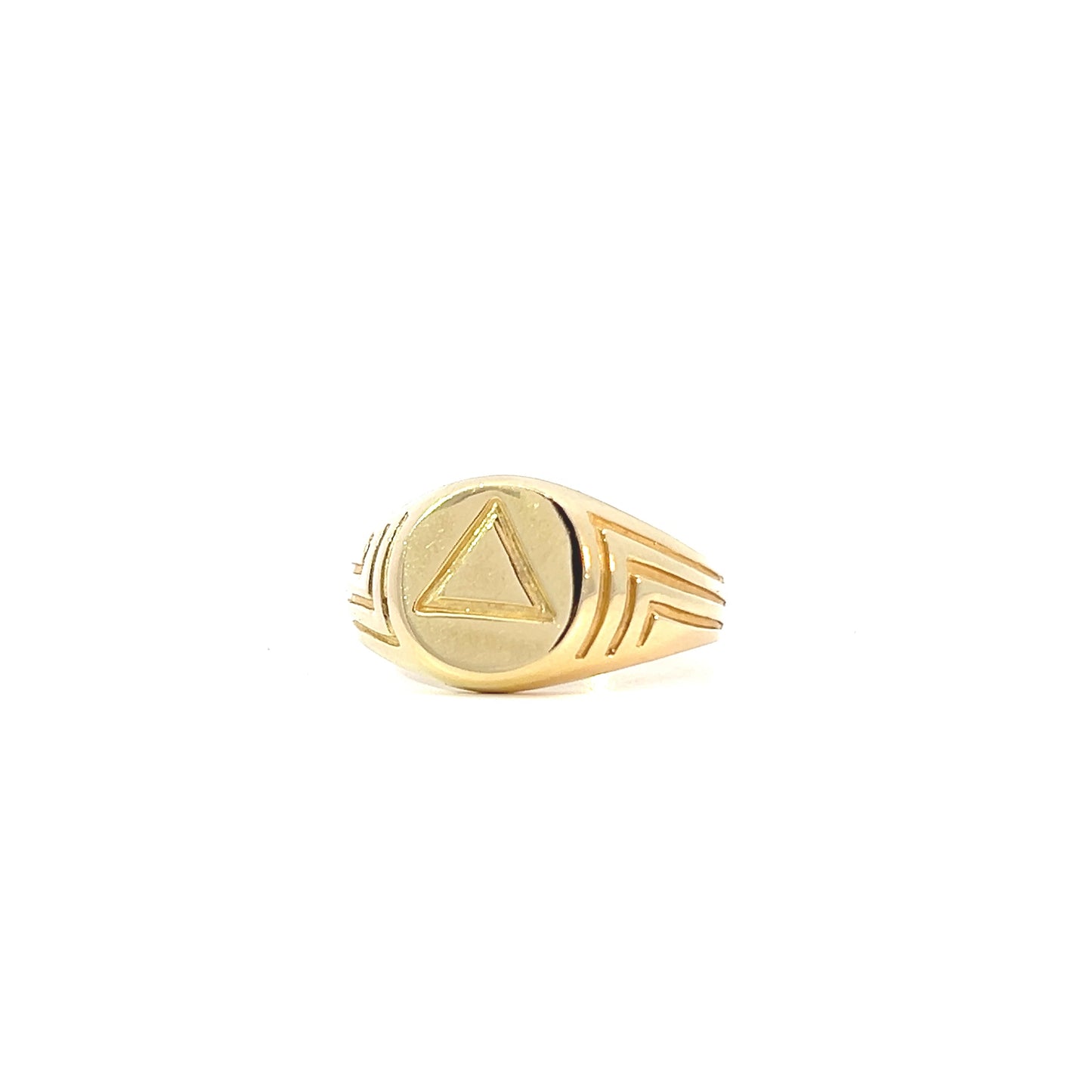 14k Gold Mens Ring, Alcoholics Anonymous AA, Deco Signet Style