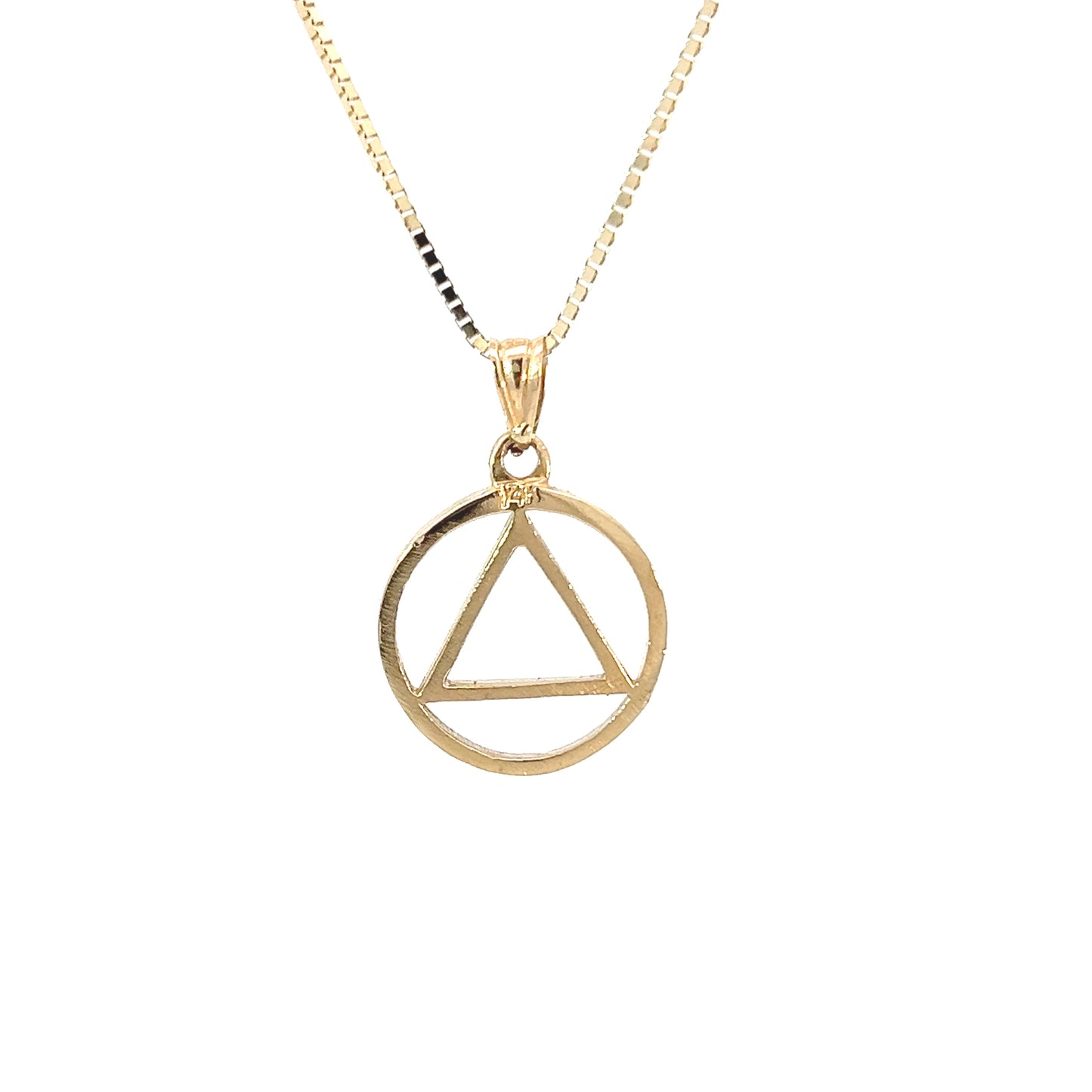 14k Gold AA Pendant – Thick Style Circle Triangle, Medium Size, 2.6g, Hand-Finished, Pendant Only