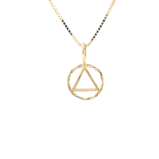 14k Gold Twist Wire Circle Pendant – Medium Size, 0.8g, Hand-Finished, Pendant Only
