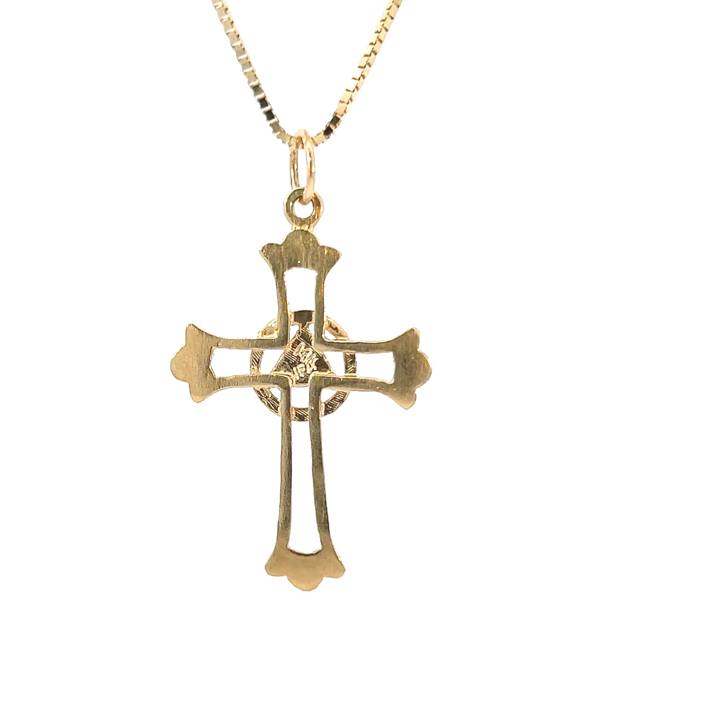 14k Gold AA Pendant – Solid Triangle in Open Cross Design, 1.7g, Hand-Finished, High Polished, Pendant Only