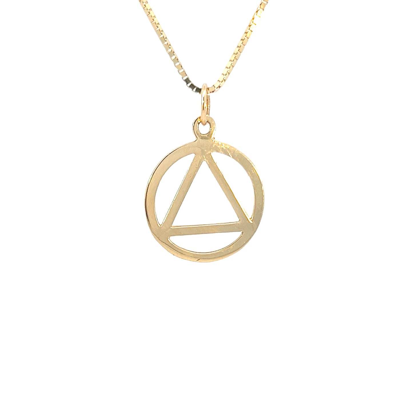 14k Gold, Circle Alcoholics Anonymous Pendant, Style #10-1