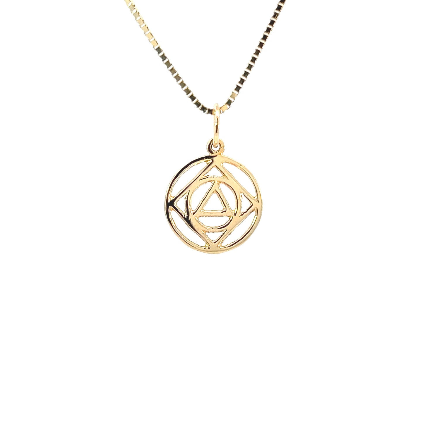14k Gold Pendant, Alcoholics Anonymous AA & Narcotics Anonymous NA Anonymous Dual Symbol, Medium Size