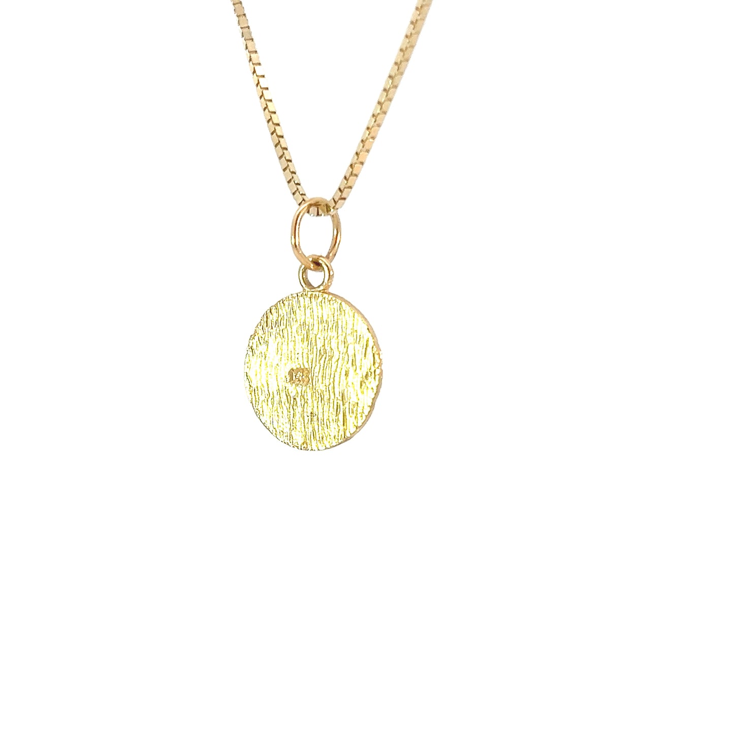 14k Gold Pendant, Narcotics Anonymous NA Initials in a Solid Textured Coin Style Circle, Medium Size