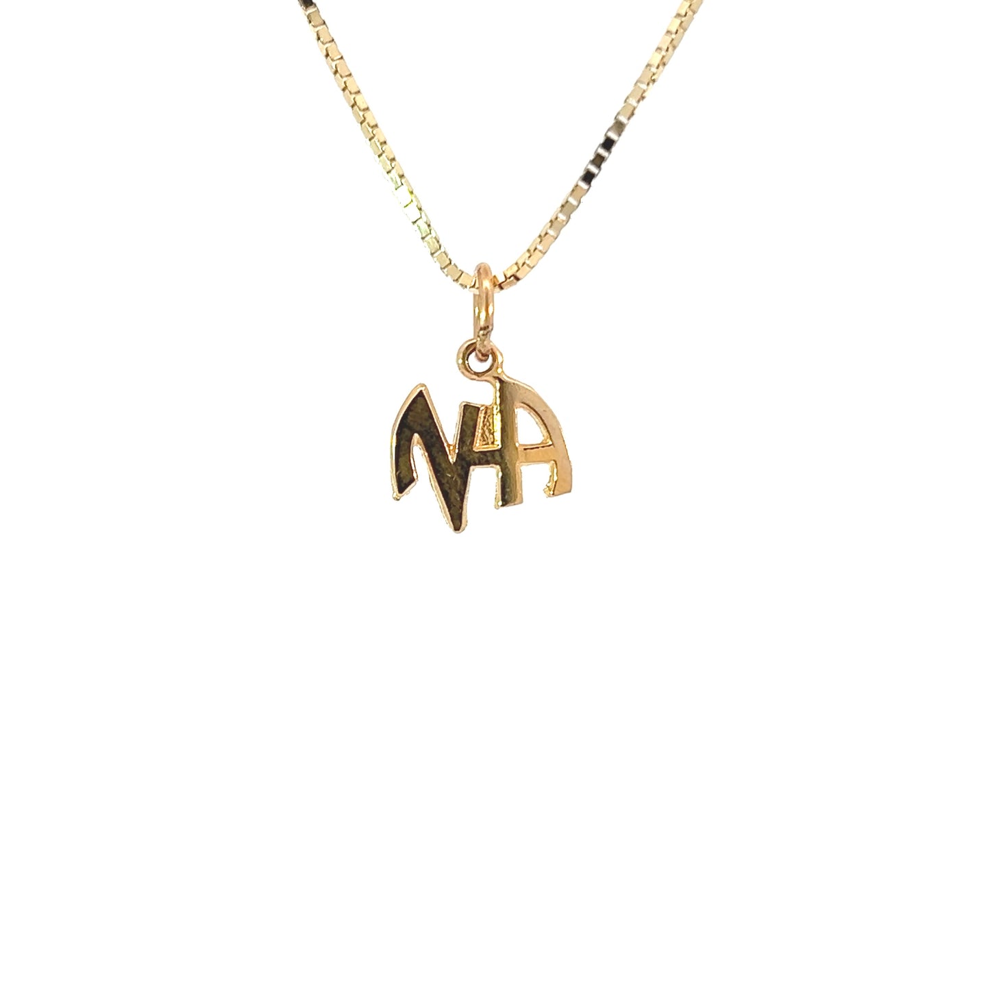 14k Gold Pendant, Small Narcotics Anonymous NA Initials
