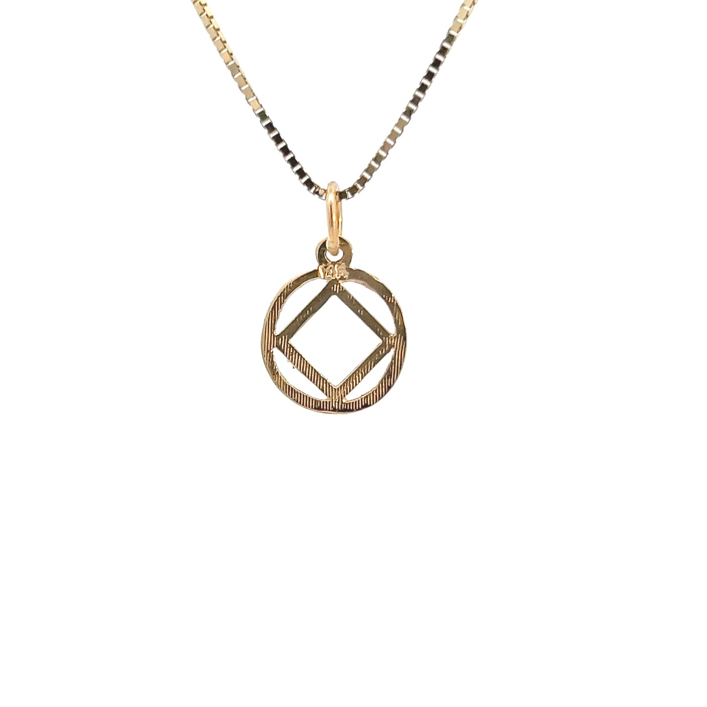 14k Gold Pendant, Narcotics Anonymous NA Symbol, Medium Size