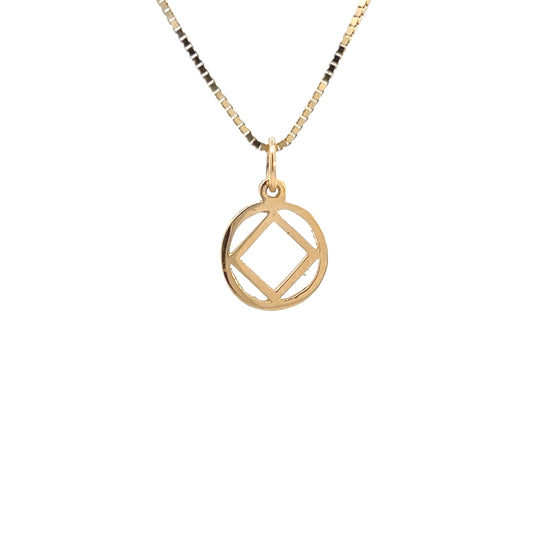 14k Gold Pendant, Narcotics Anonymous NA Symbol, Medium Size