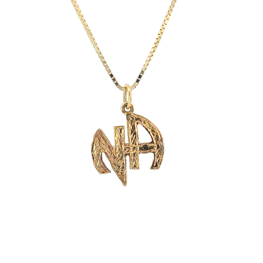 14k Gold Pendant, "Narcotics Anonymous" Initials