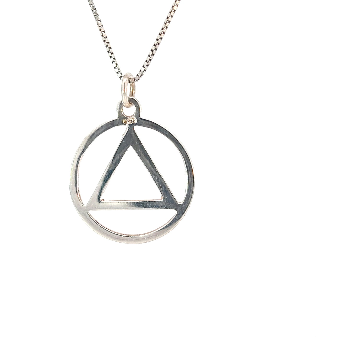 Sterling Silver AA Symbol Pendant – Flat Smooth Circle, Medium/Large Size, 2.1g