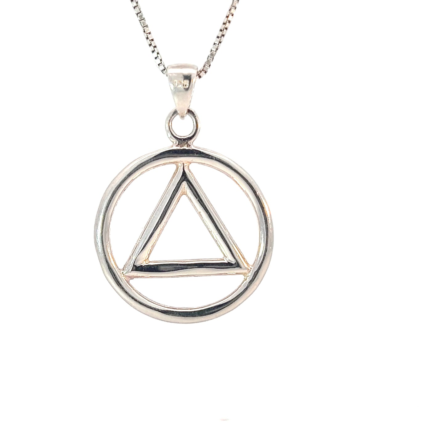 Large Sterling Silver Heavy Wire Style AA Pendant – 12-Step Recovery Jewelry