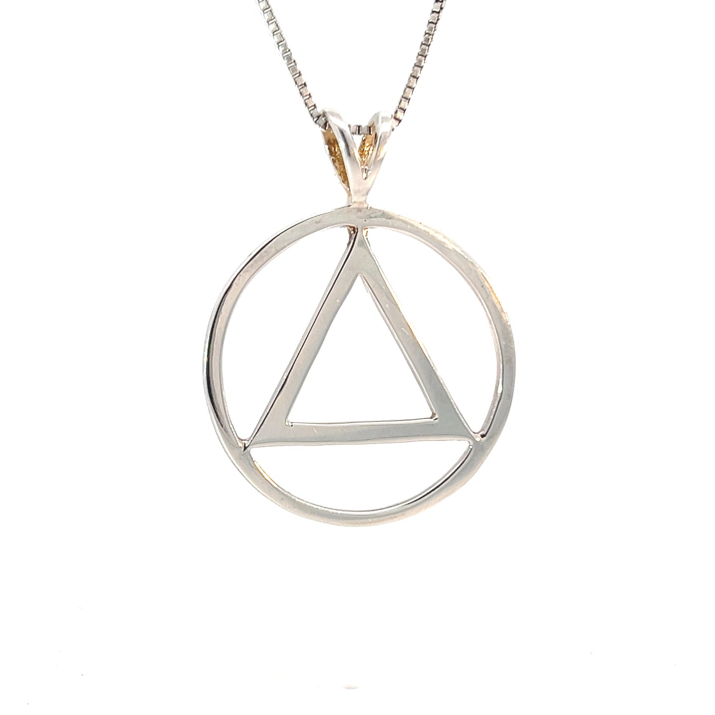 Sterling Silver Flat Style AA Symbol Pendant – Large Smooth Circle, 3.3g