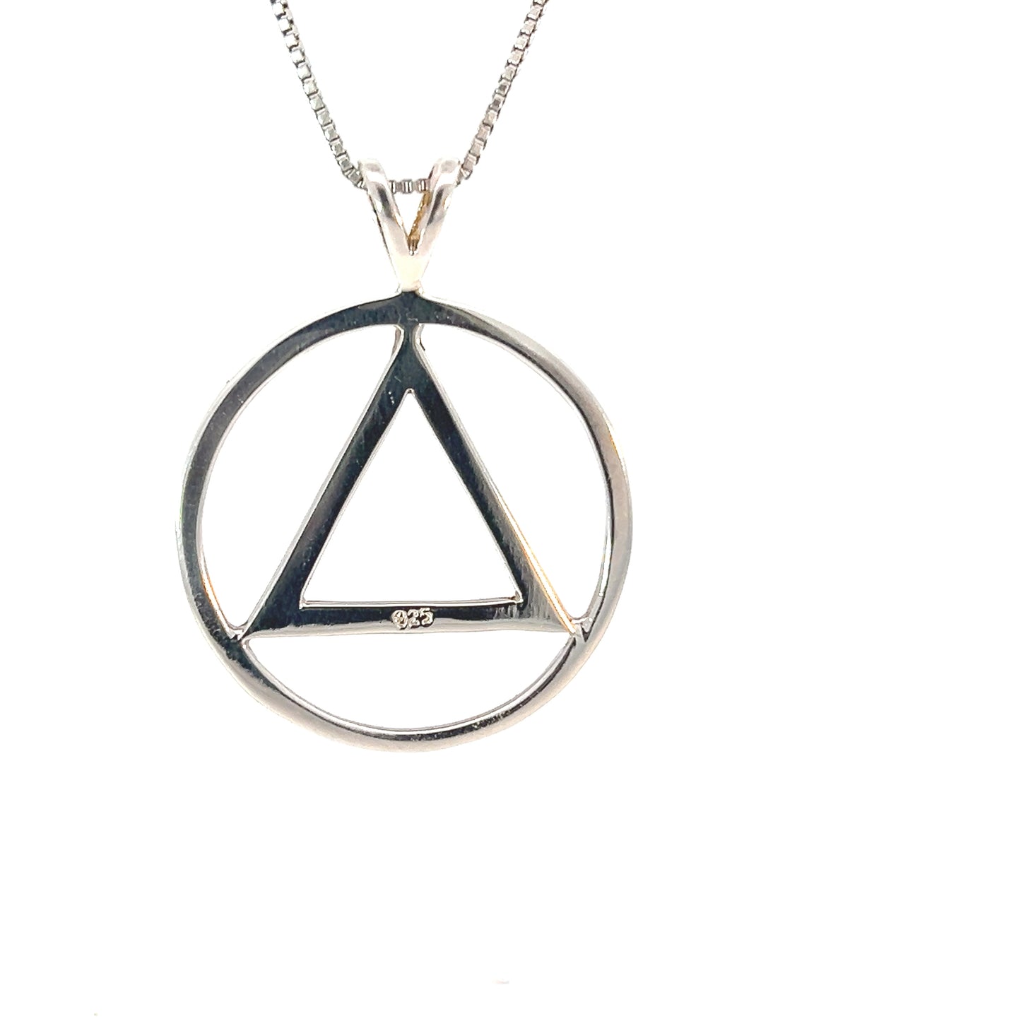 Sterling Silver Flat Style AA Symbol Pendant – Large Smooth Circle, 3.3g
