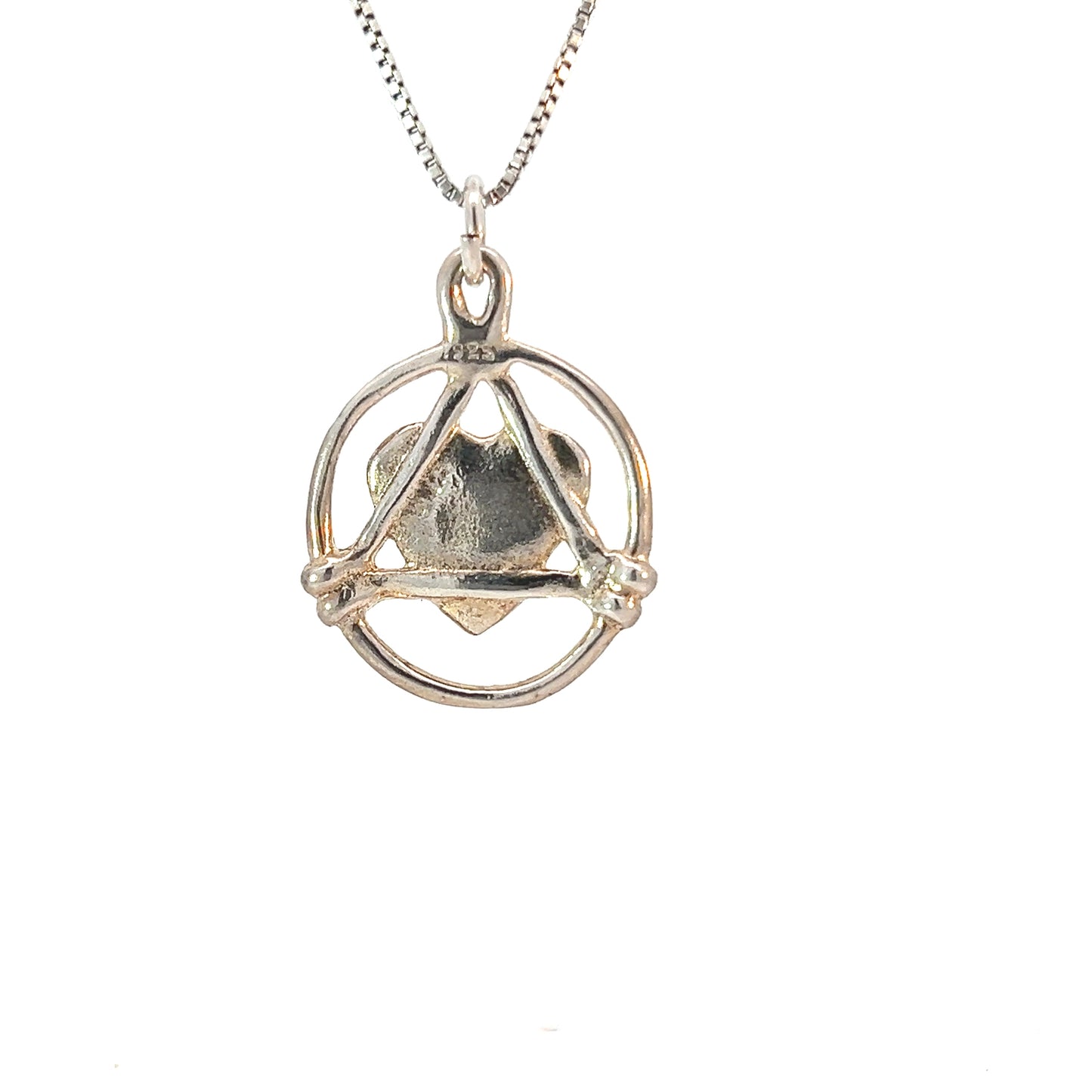Sterling Silver AA Pendant – Love & Service with Heart, Medium Size, 2.8g, Oxidized Tumble Finish