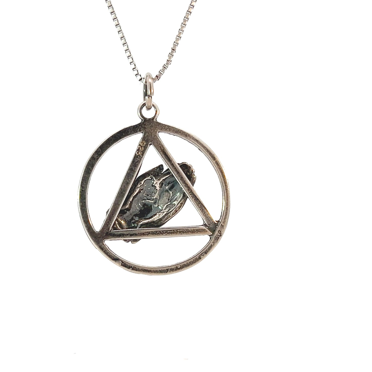 Sterling Silver AA Pendant with Praying Hands – Diamond Cut Circle, 3.0g, Large Size