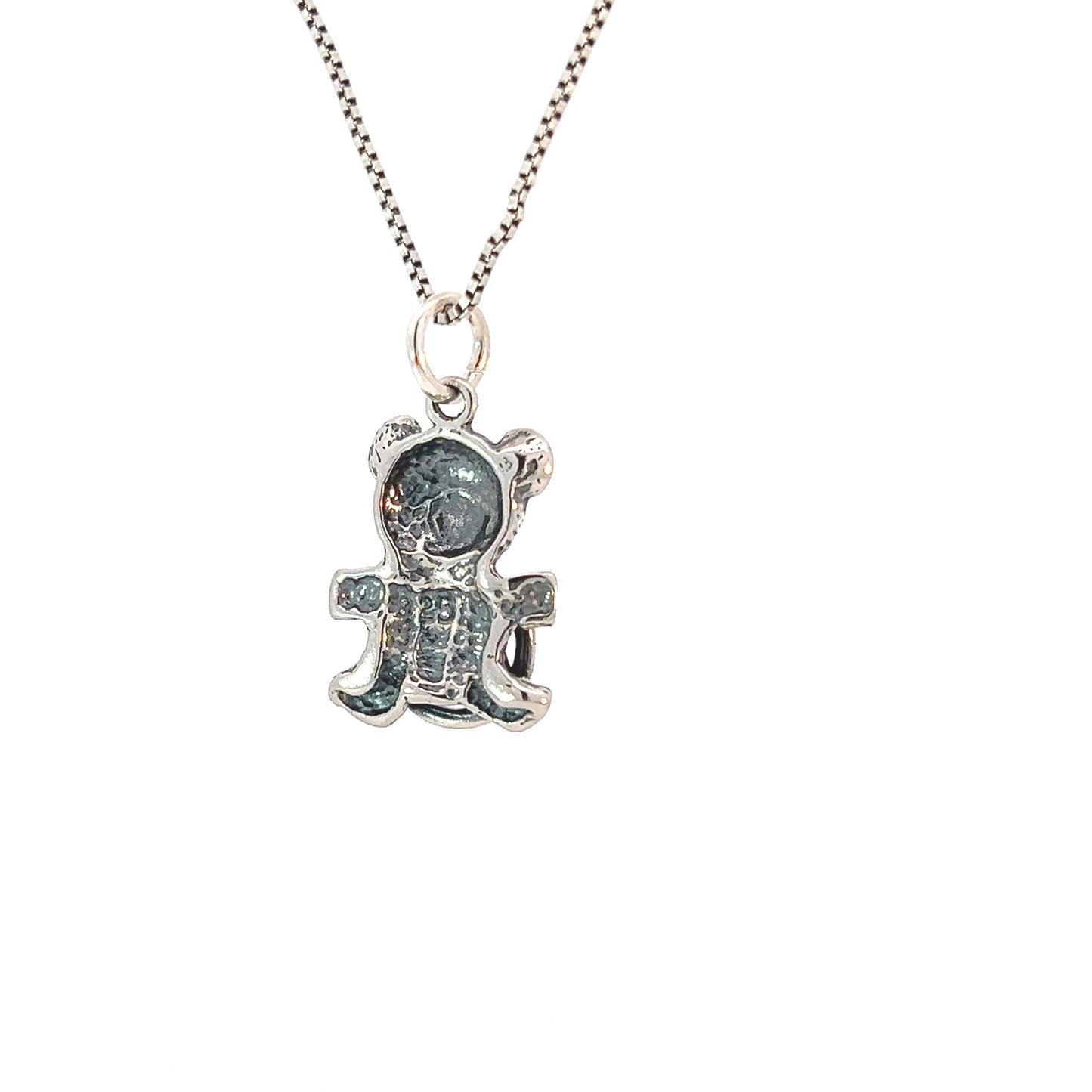 Sterling Silver AA Symbol Pendant on Teddy Bear – 2.5g, High-Polished Recovery Jewelry
