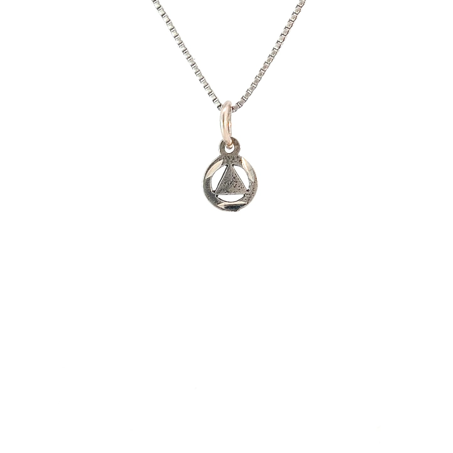 Sterling Silver AA Pendant – Diamond Cut Circle with Solid Triangle, Small Size, 0.4g