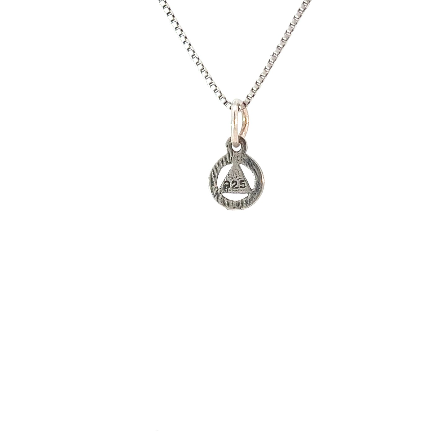 Sterling Silver AA Pendant – Diamond Cut Circle with Solid Triangle, Small Size, 0.4g