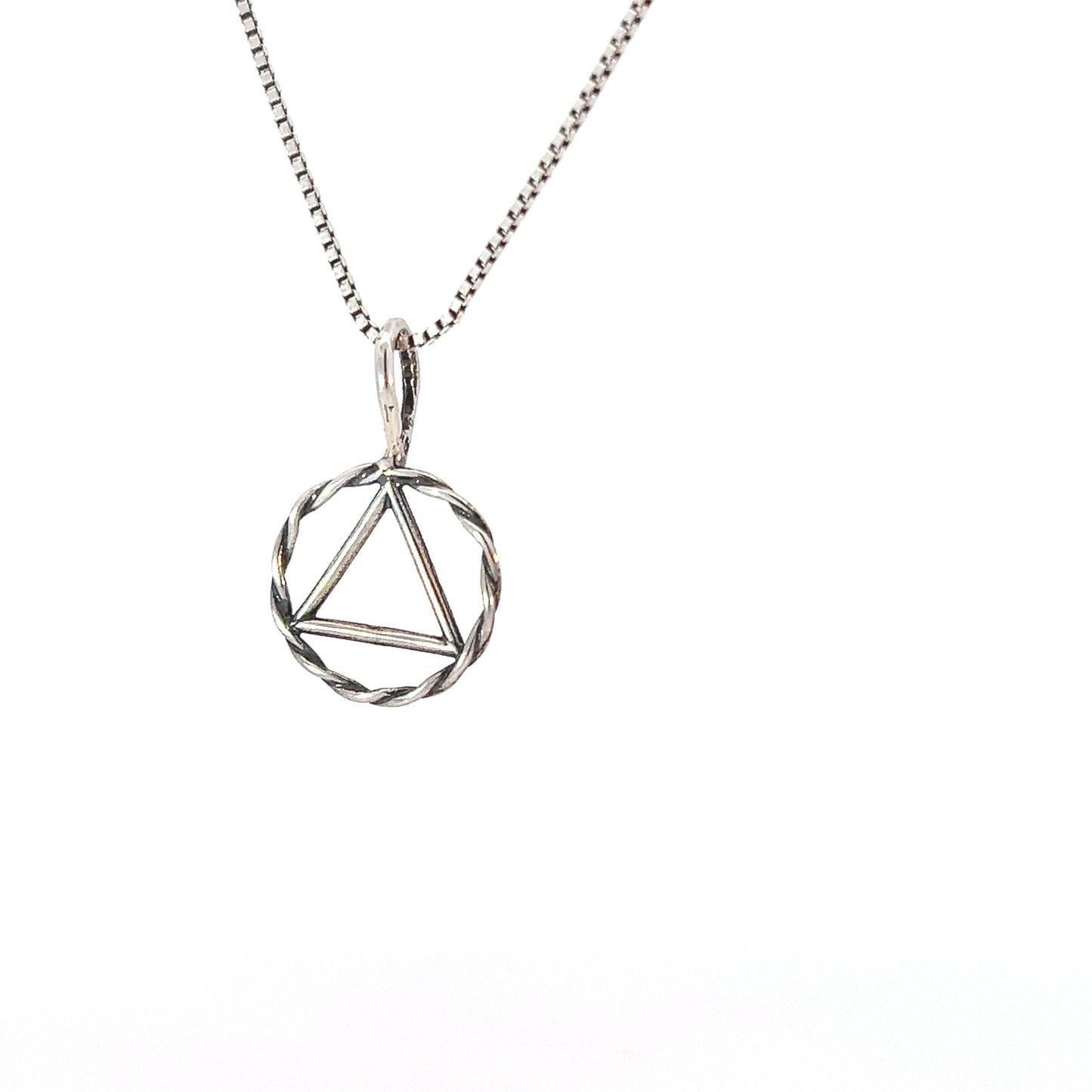 Sterling Silver Twist Wire Circle Pendant – Medium Size, 0.6g, Hand-Finished, High Polished