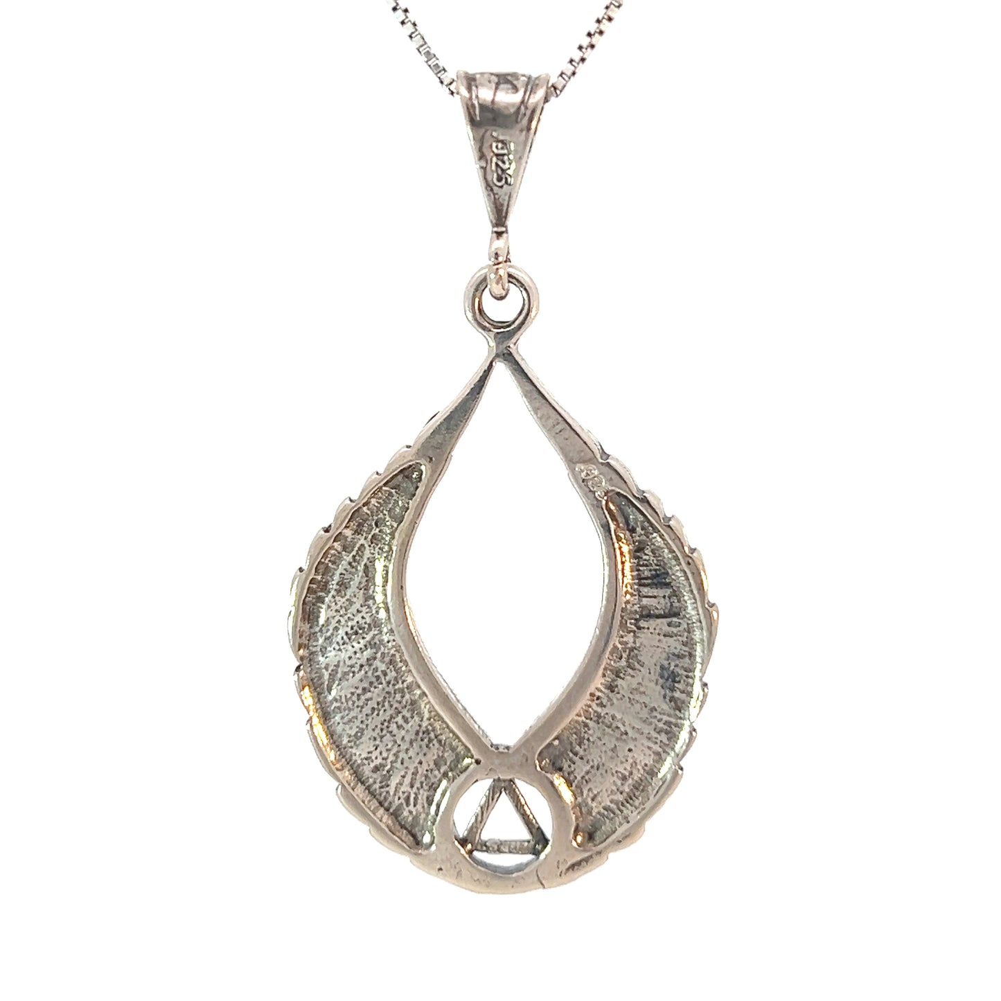 Sterling Silver AA Symbol Pendant with Angel Wings – 8.2g, Hand-Finished Recovery Jewelry