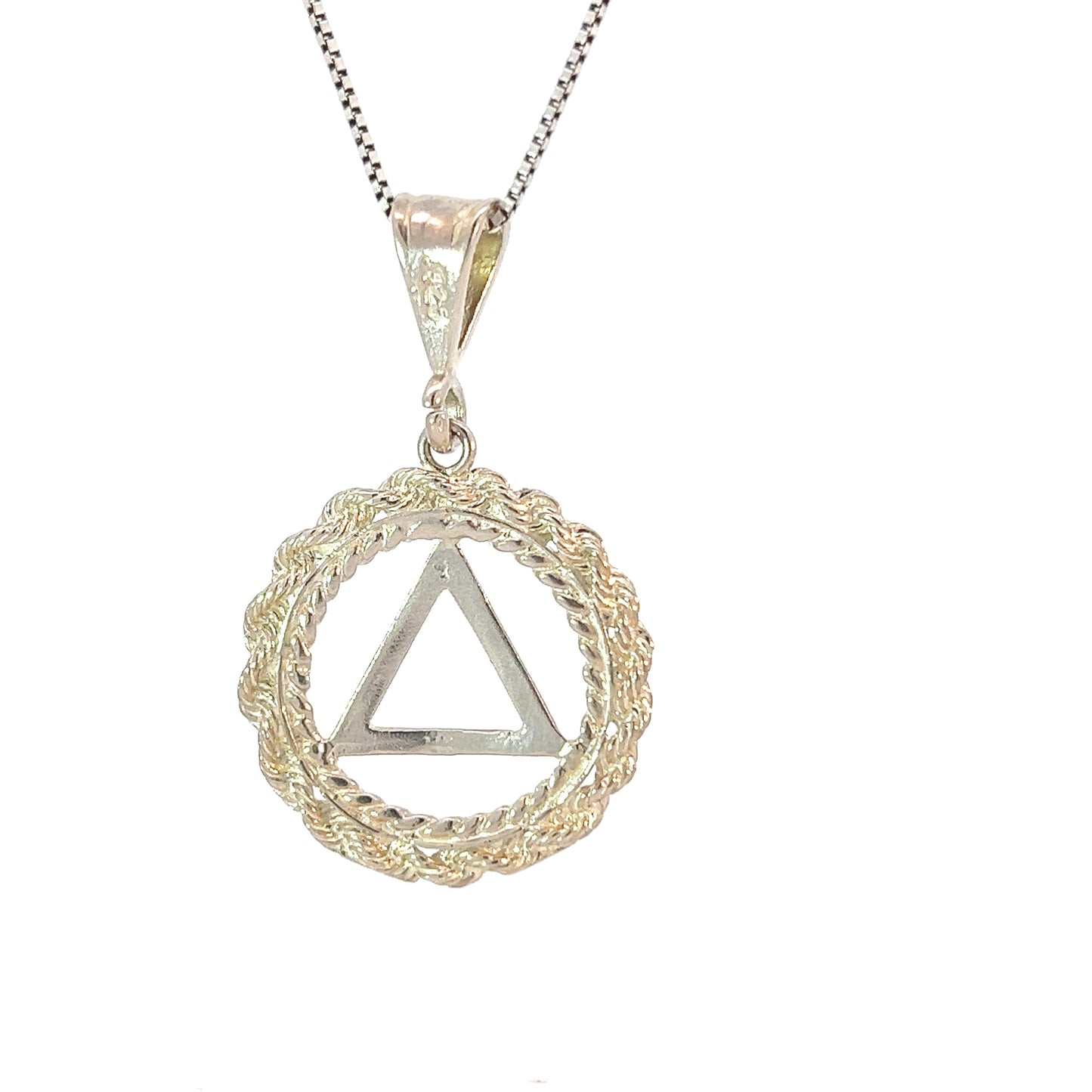 Sterling Silver AA Symbol Pendant – Rope Style Circle, Medium Size