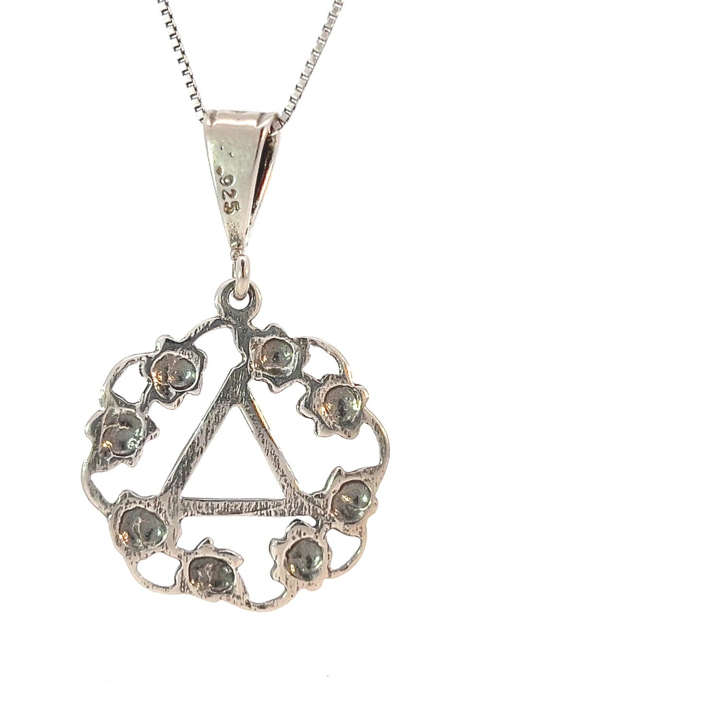 Sterling Silver AA Pendant – Circle of Leaves Design, Large Size, 3.6g, Hand-Finished Recovery Jewelry