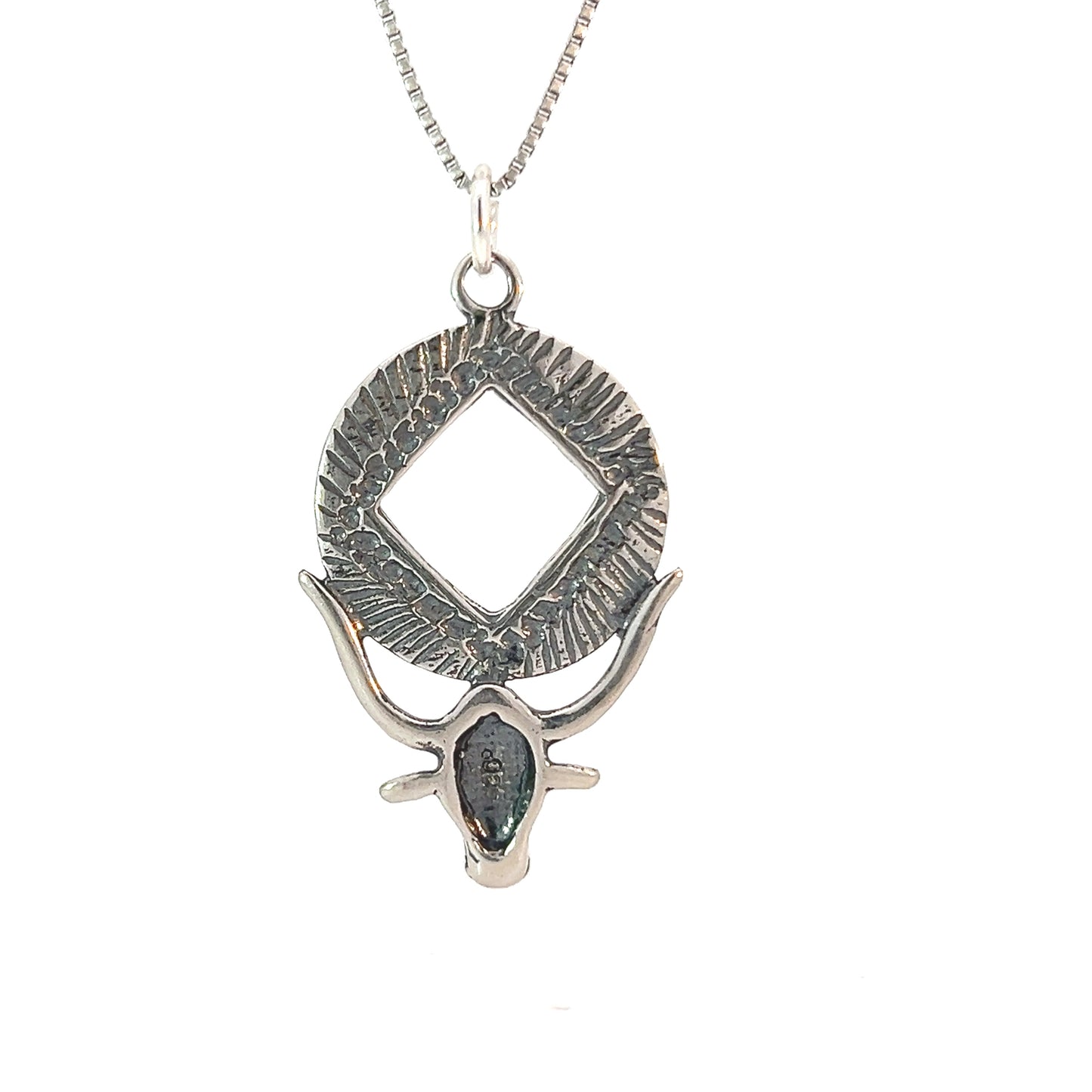 Sterling Silver Pendant, Longhorn with Narcotics Anonymous NA Symbol in a Coin Style Circle