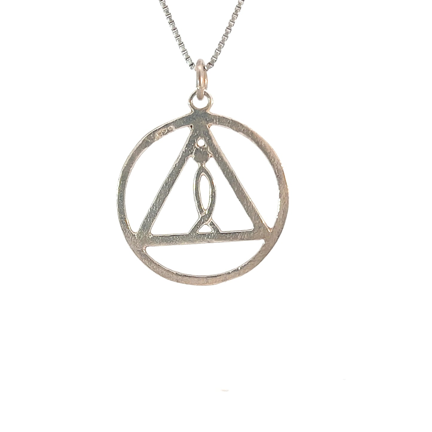 Sterling Silver AA Pendant with IXOYE Symbol – Diamond Cut Circle, 1.5g, Hand-Finished